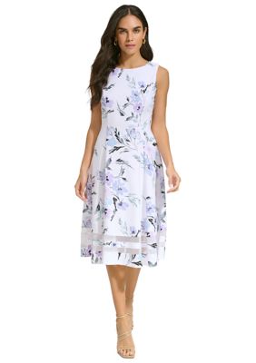 Buy Calvin Klein women floralprint fit and flare dress blue Online