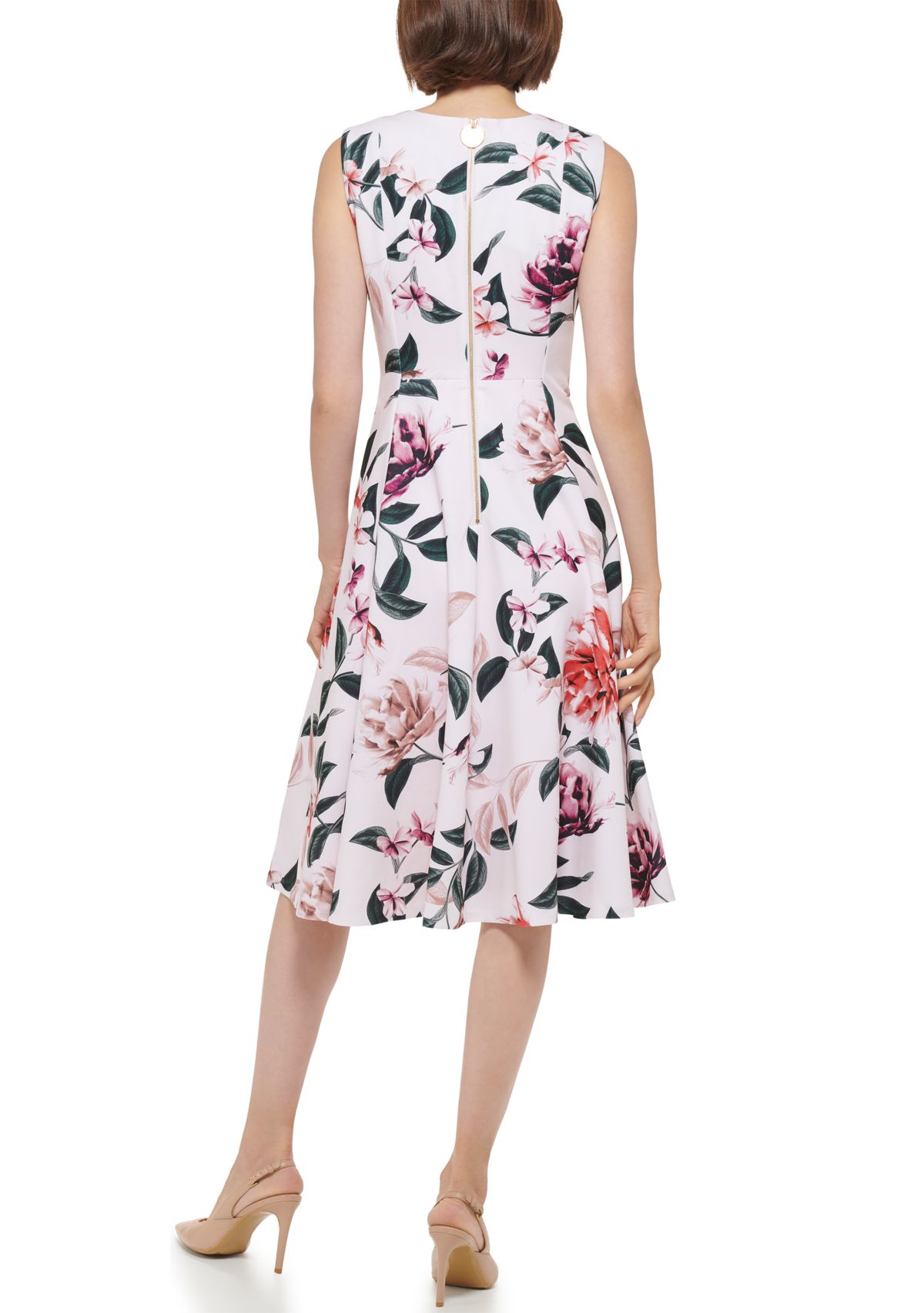 Womens Floral Printed Fit and Flare Dress