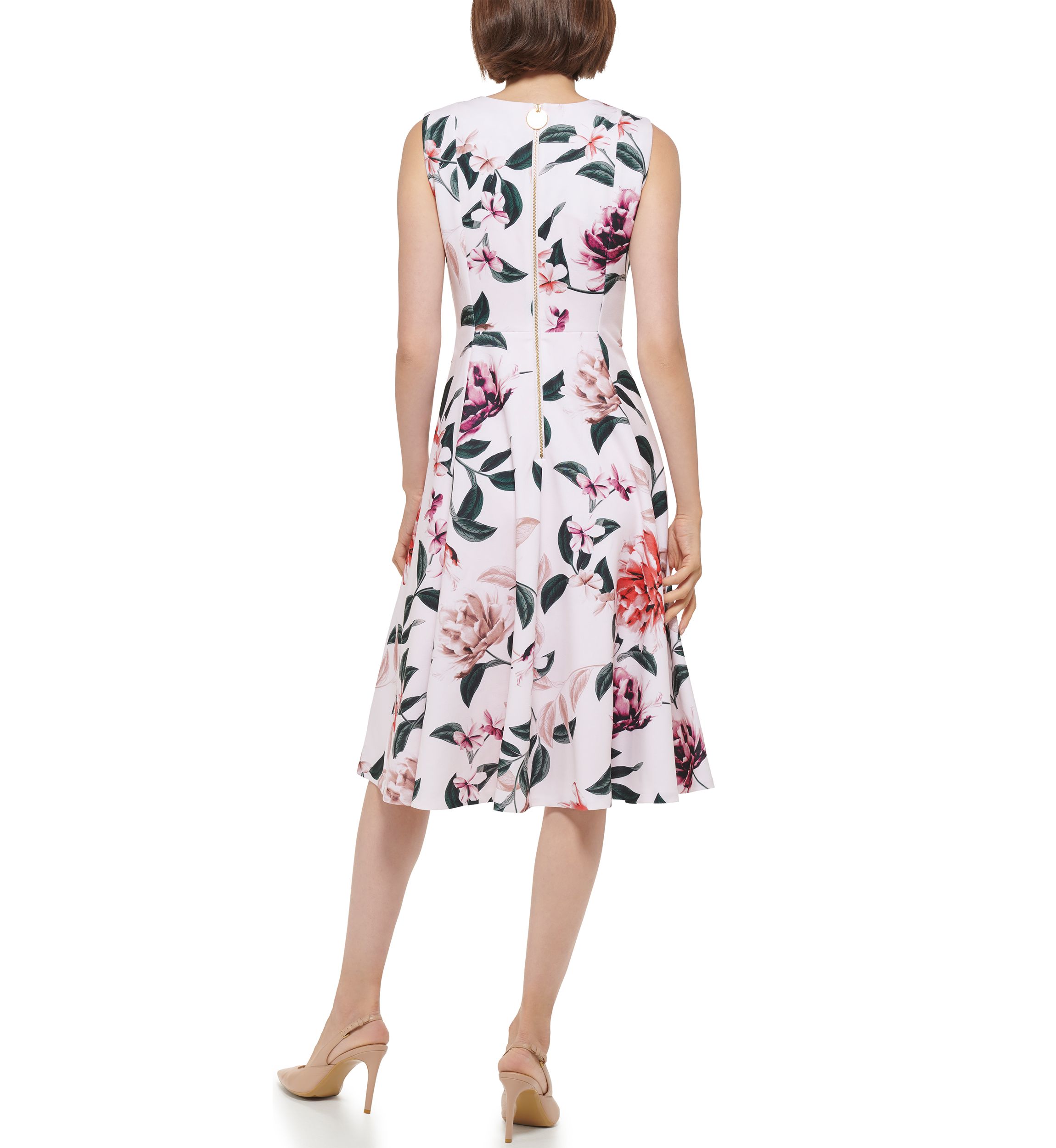 Womens Floral Printed Fit and Flare Dress