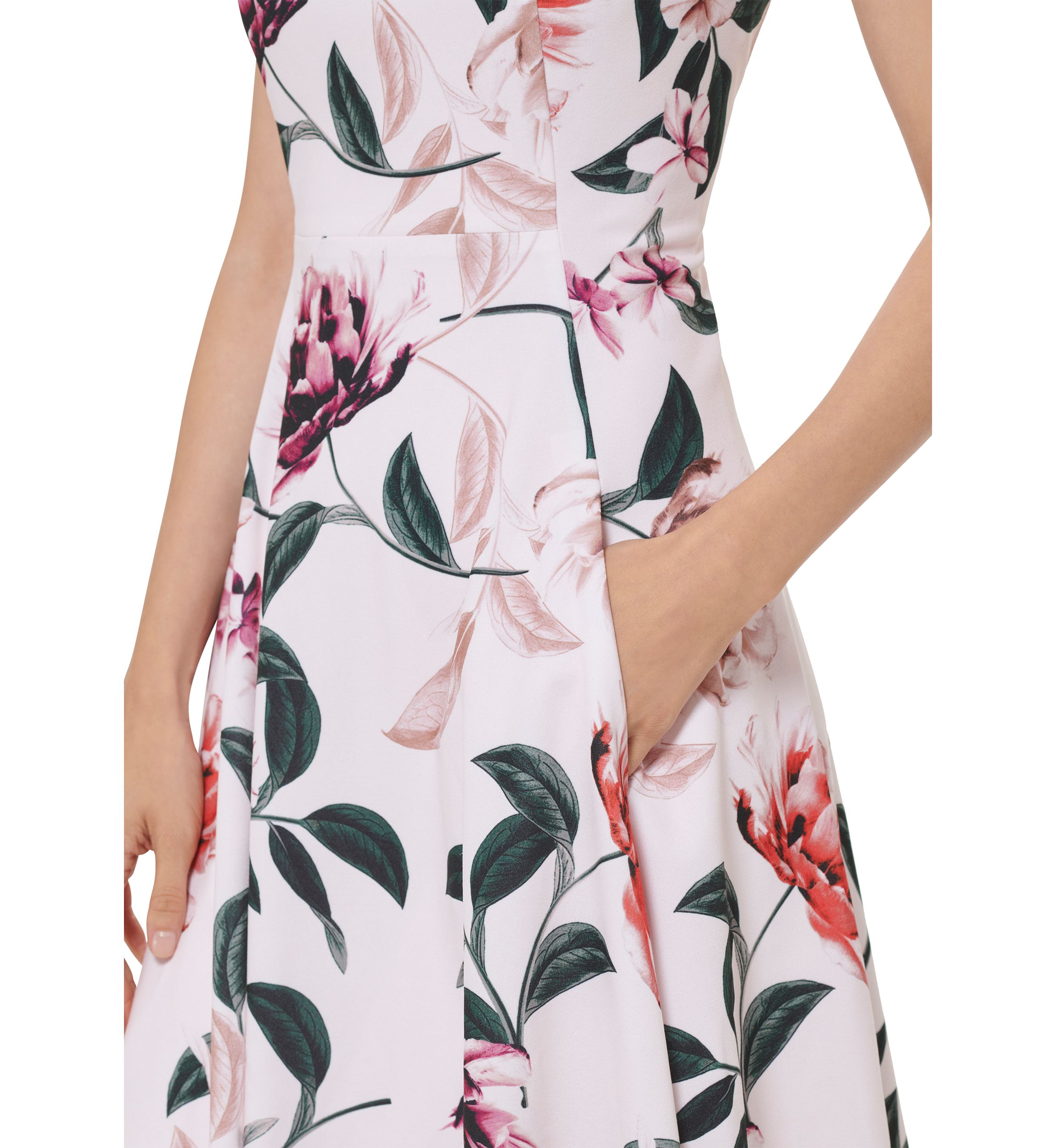 Womens Floral Printed Fit and Flare Dress