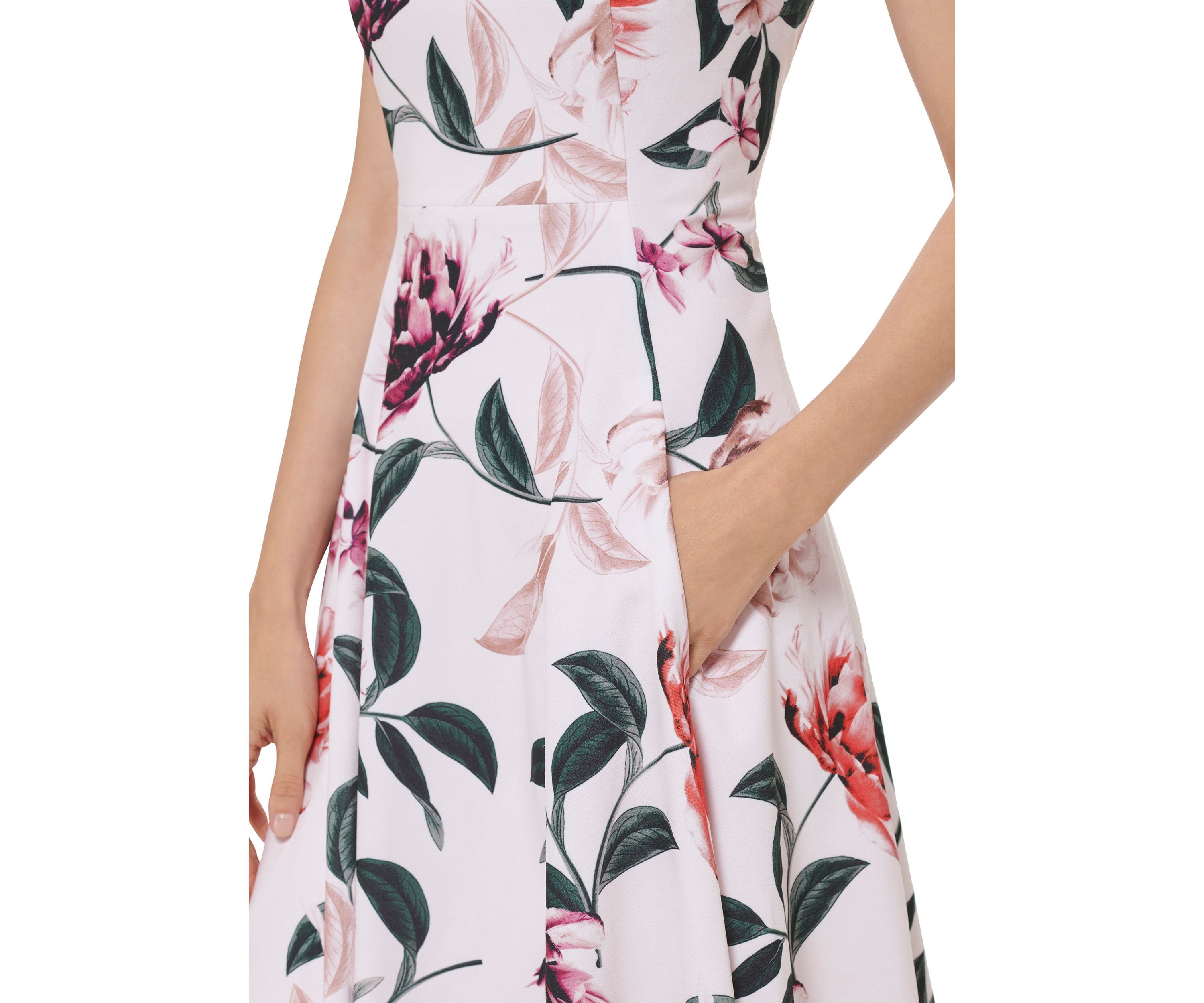Womens Floral Printed Fit and Flare Dress