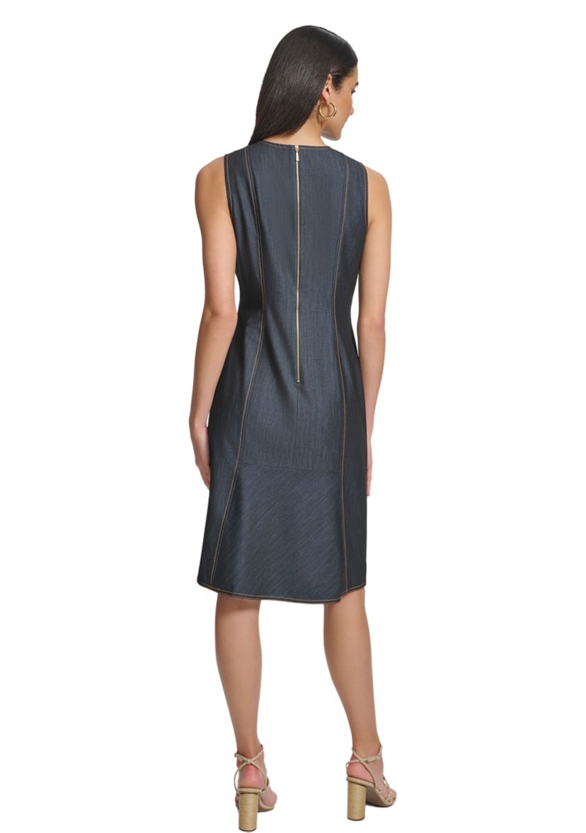 Womens Sleeveless Scuba Crepe Sheath Dress