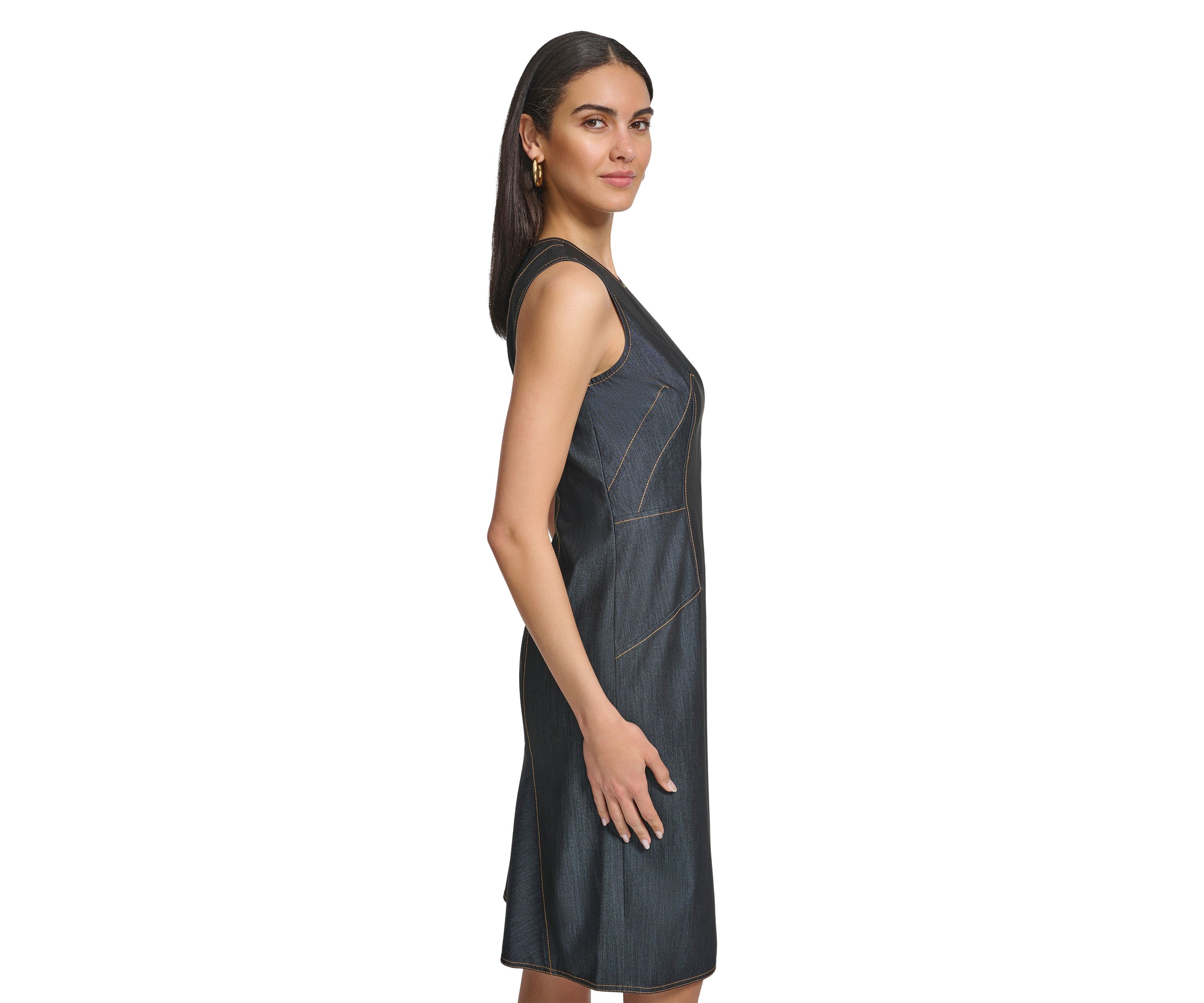 Womens Sleeveless Scuba Crepe Sheath Dress