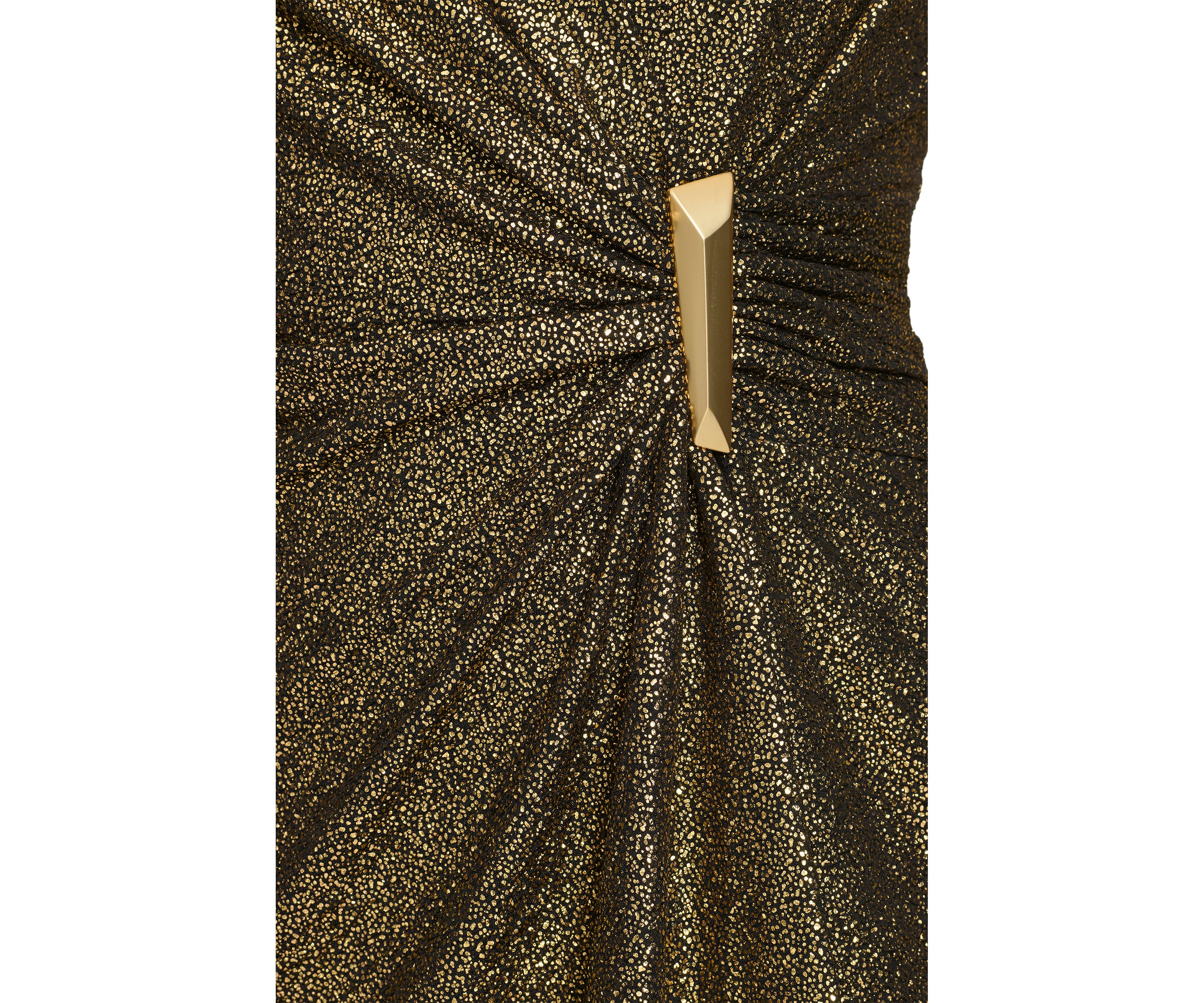 Womens Long Sleeve Ruched Foil Jersey Fit and Flare Dress