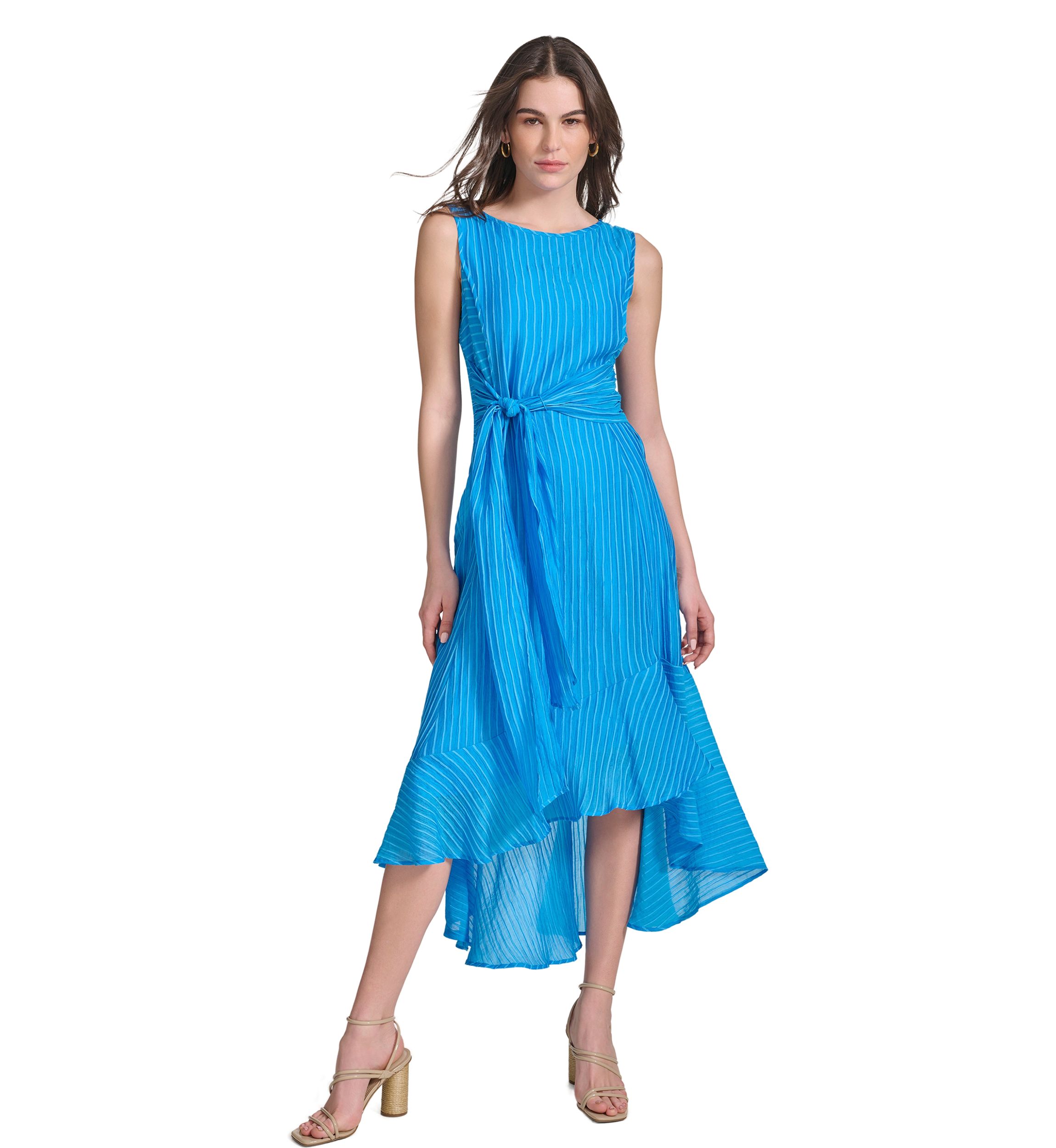 Womens Sleeveless Halter Knit Fit and Flare Dress