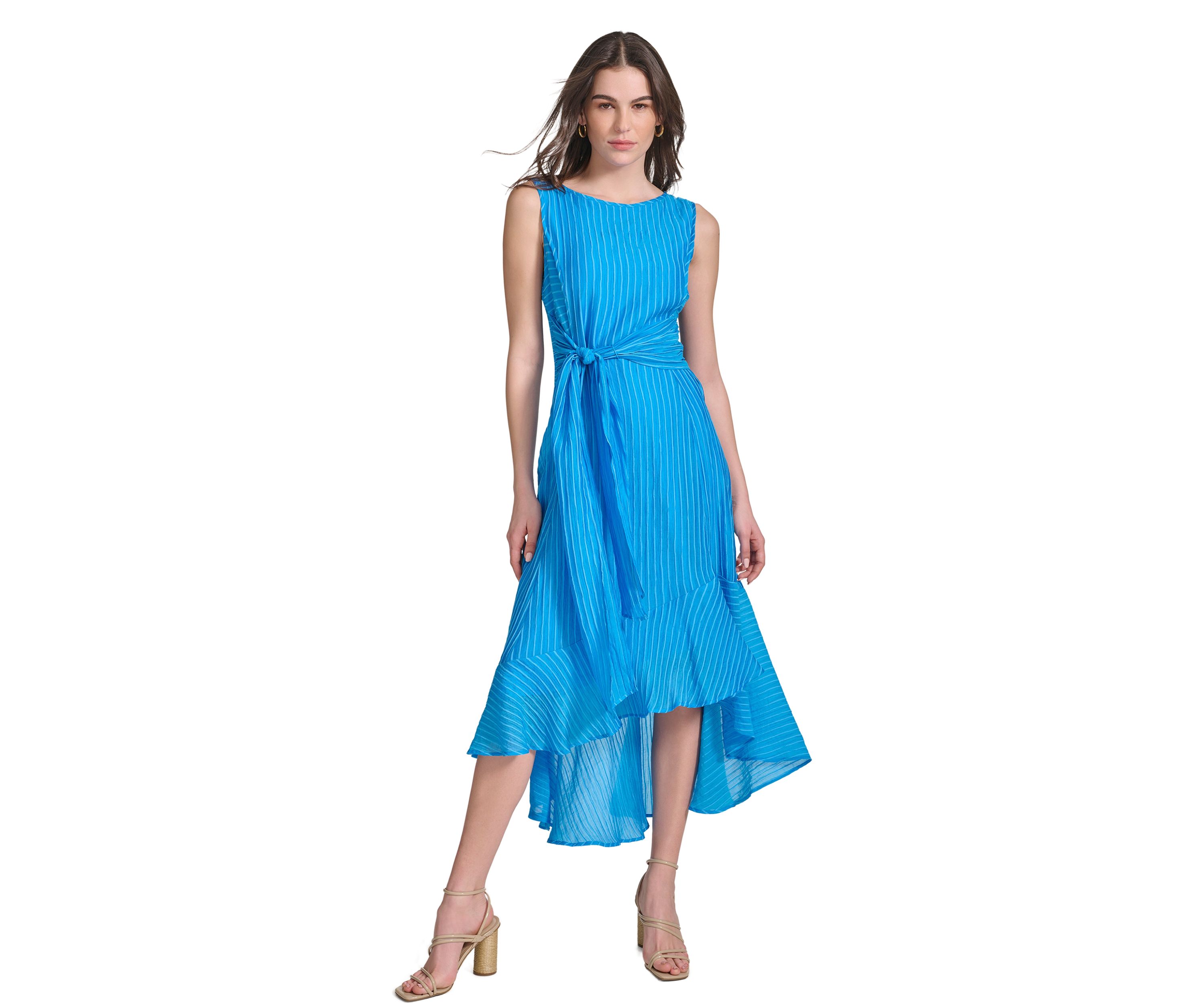 Womens Sleeveless Halter Knit Fit and Flare Dress