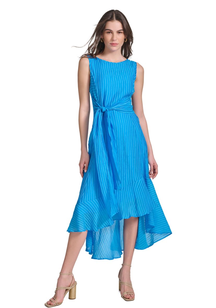 Womens Sleeveless Halter Knit Fit and Flare Dress