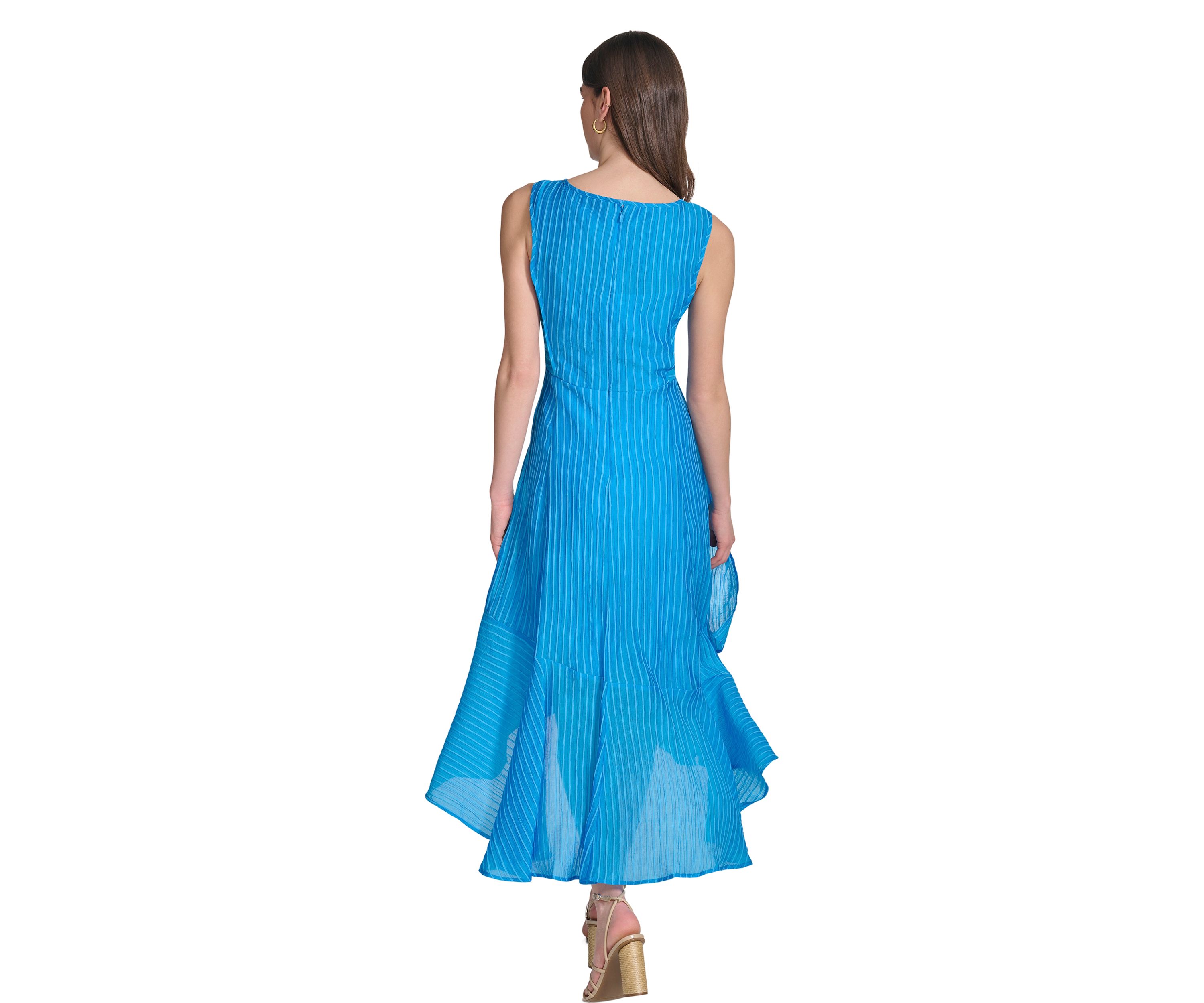 Womens Sleeveless Halter Knit Fit and Flare Dress