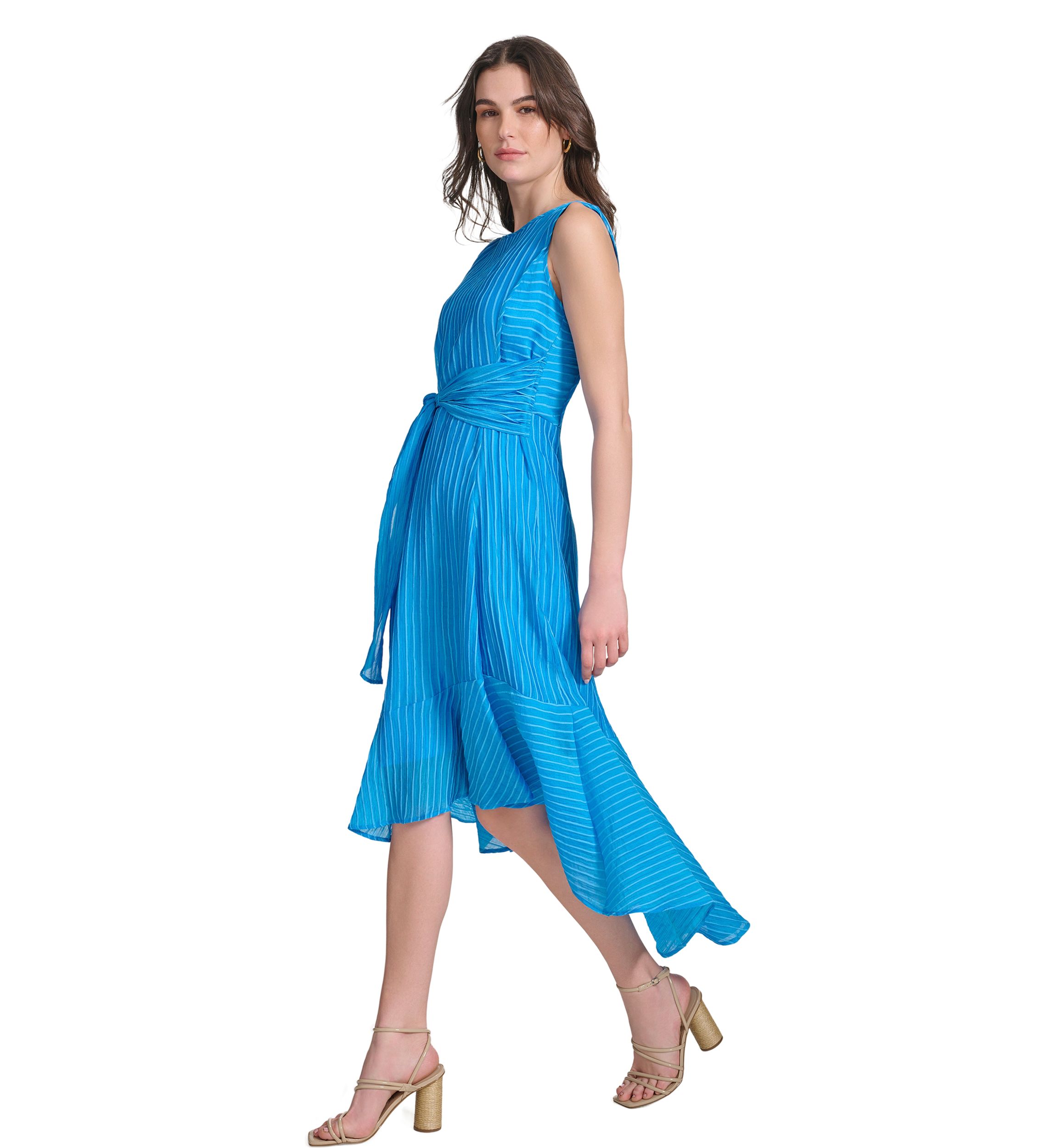 Womens Sleeveless Halter Knit Fit and Flare Dress