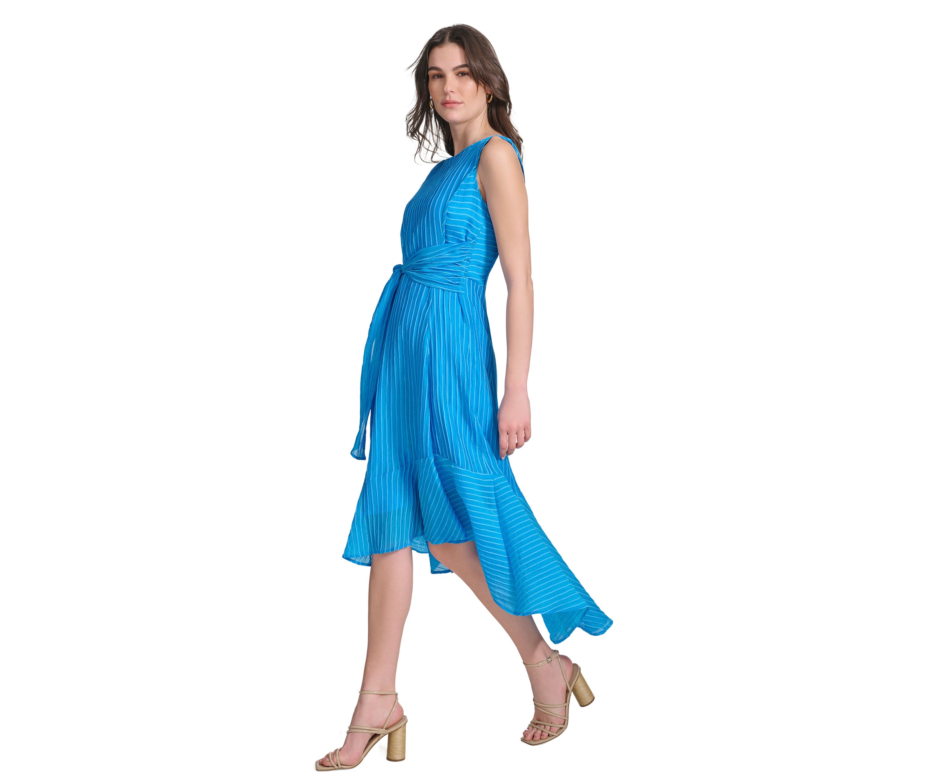 Womens Sleeveless Halter Knit Fit and Flare Dress