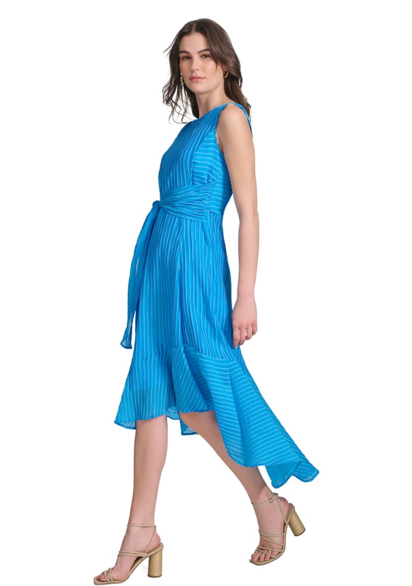 Womens Sleeveless Halter Knit Fit and Flare Dress