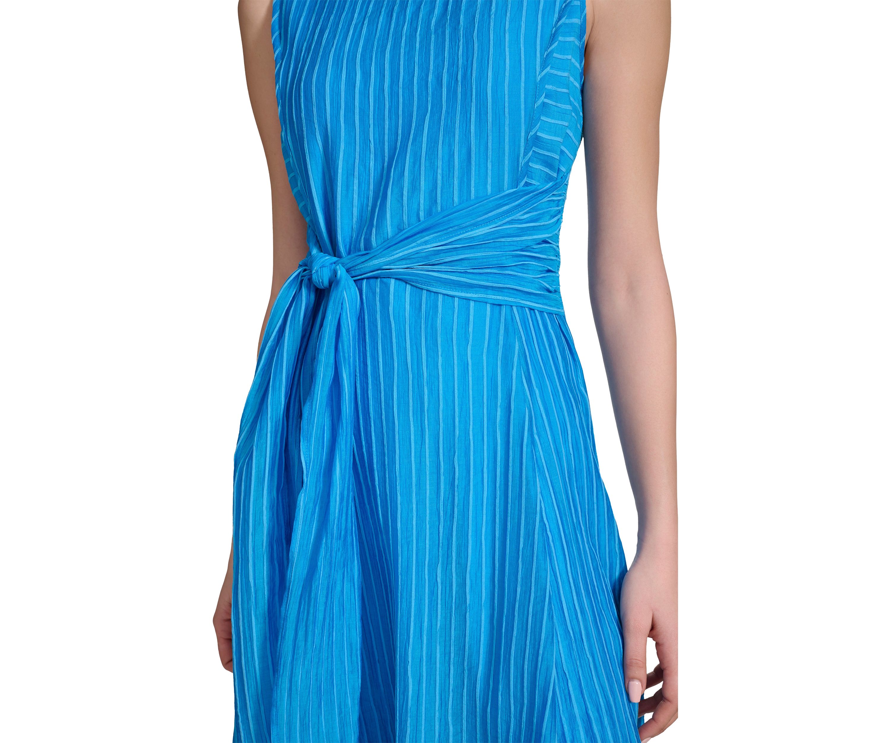 Womens Sleeveless Halter Knit Fit and Flare Dress