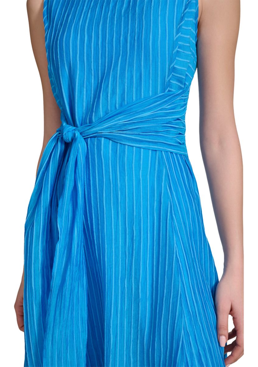 Womens Sleeveless Halter Knit Fit and Flare Dress