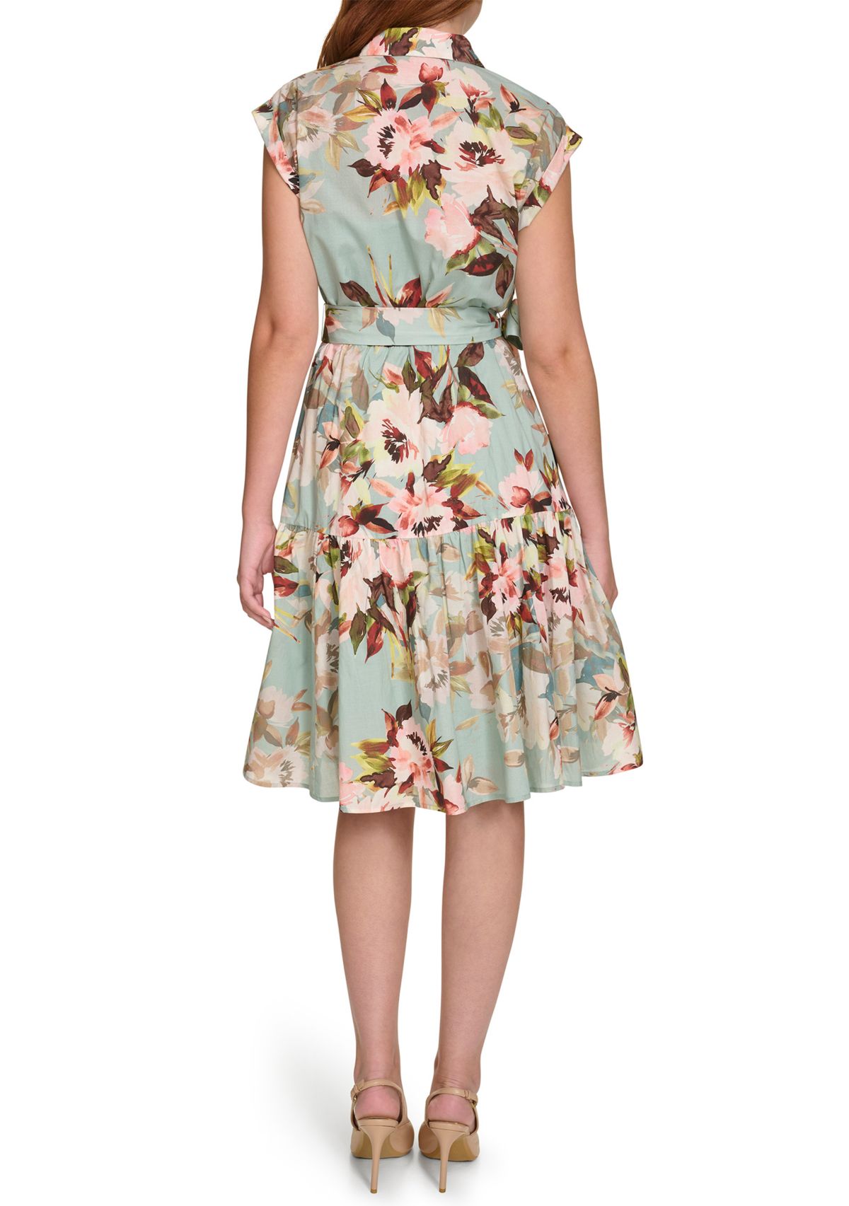 Womens Floral Printed Midi Dress
