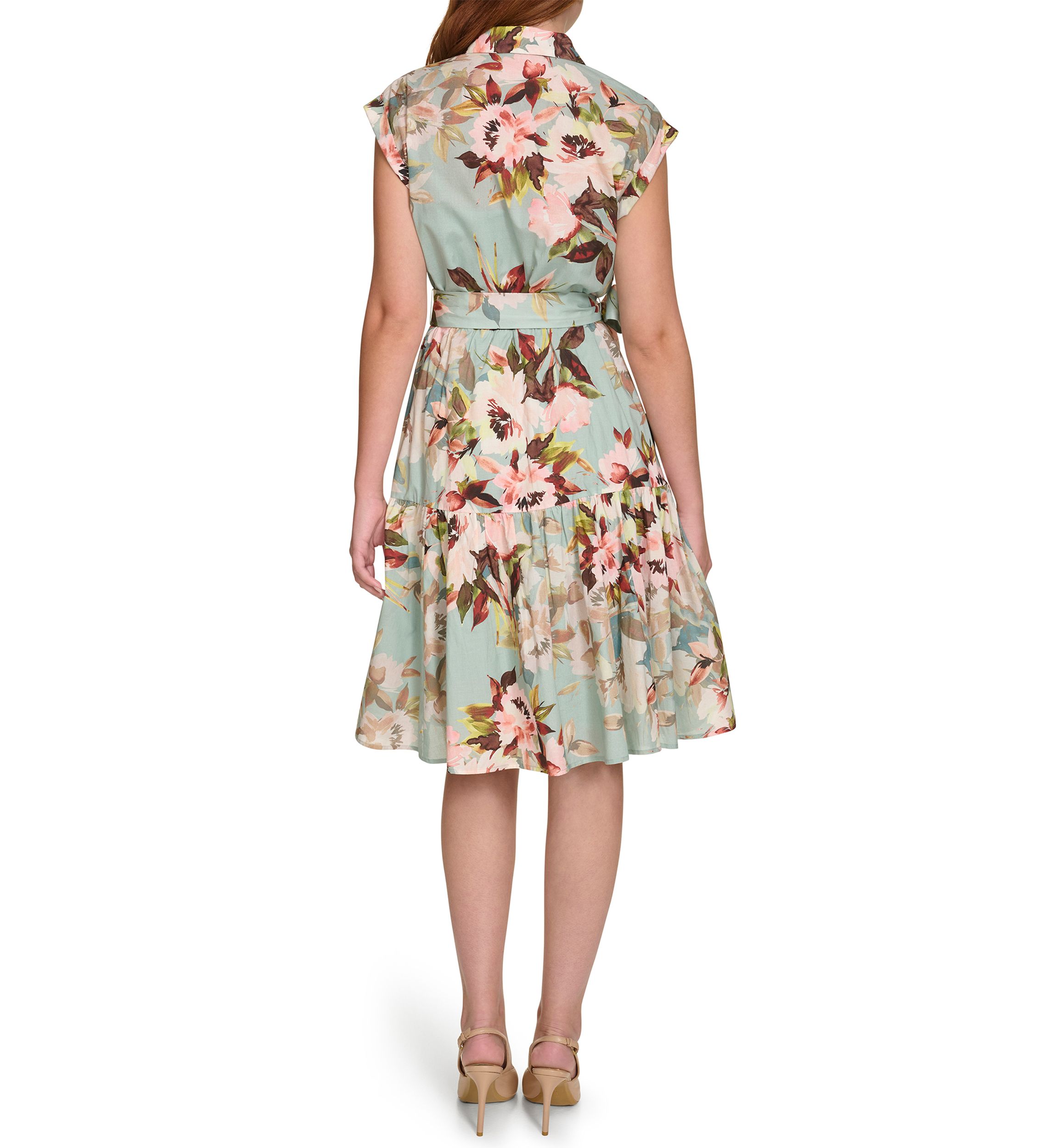 Womens Floral Printed Midi Dress