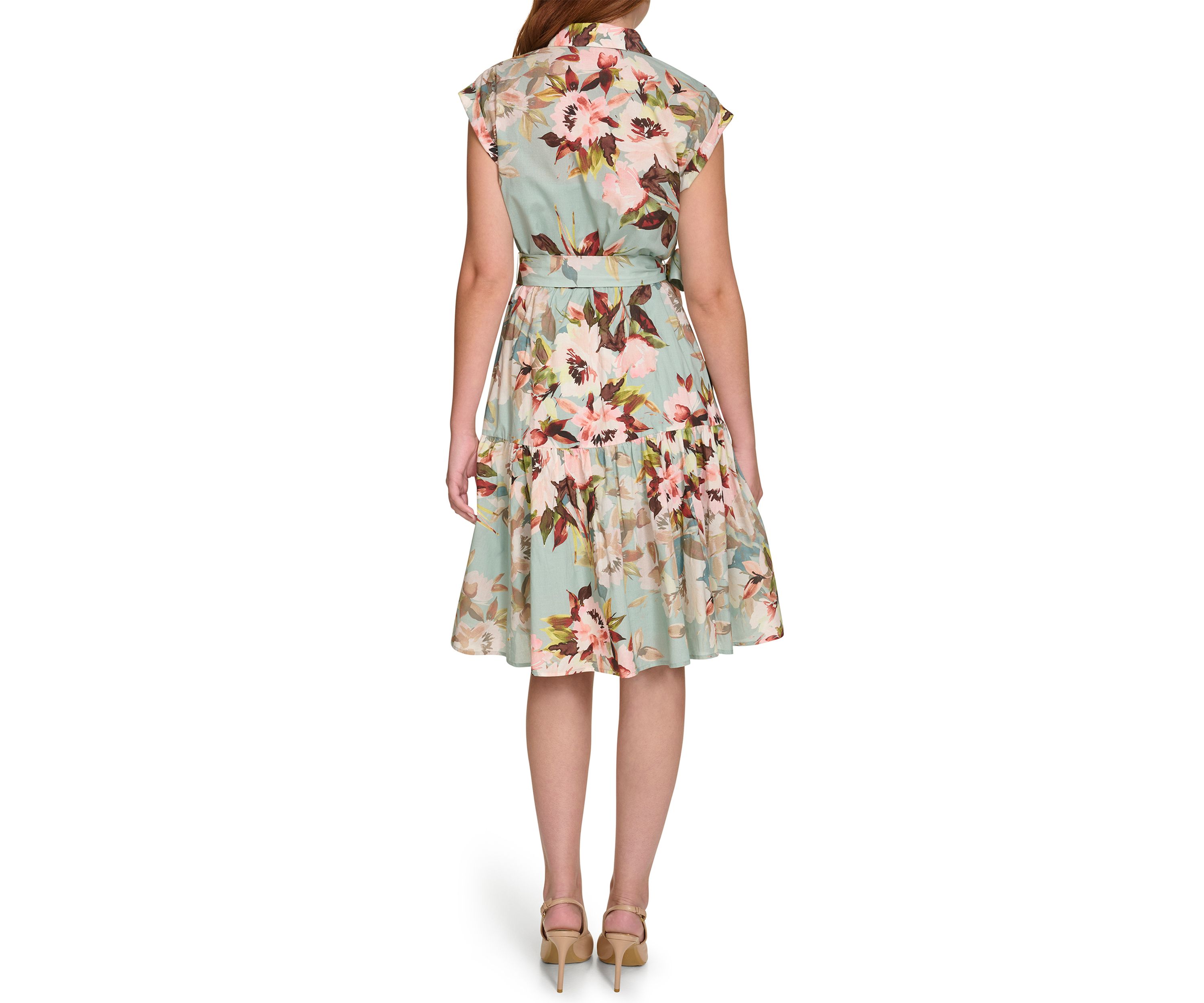 Womens Floral Printed Midi Dress