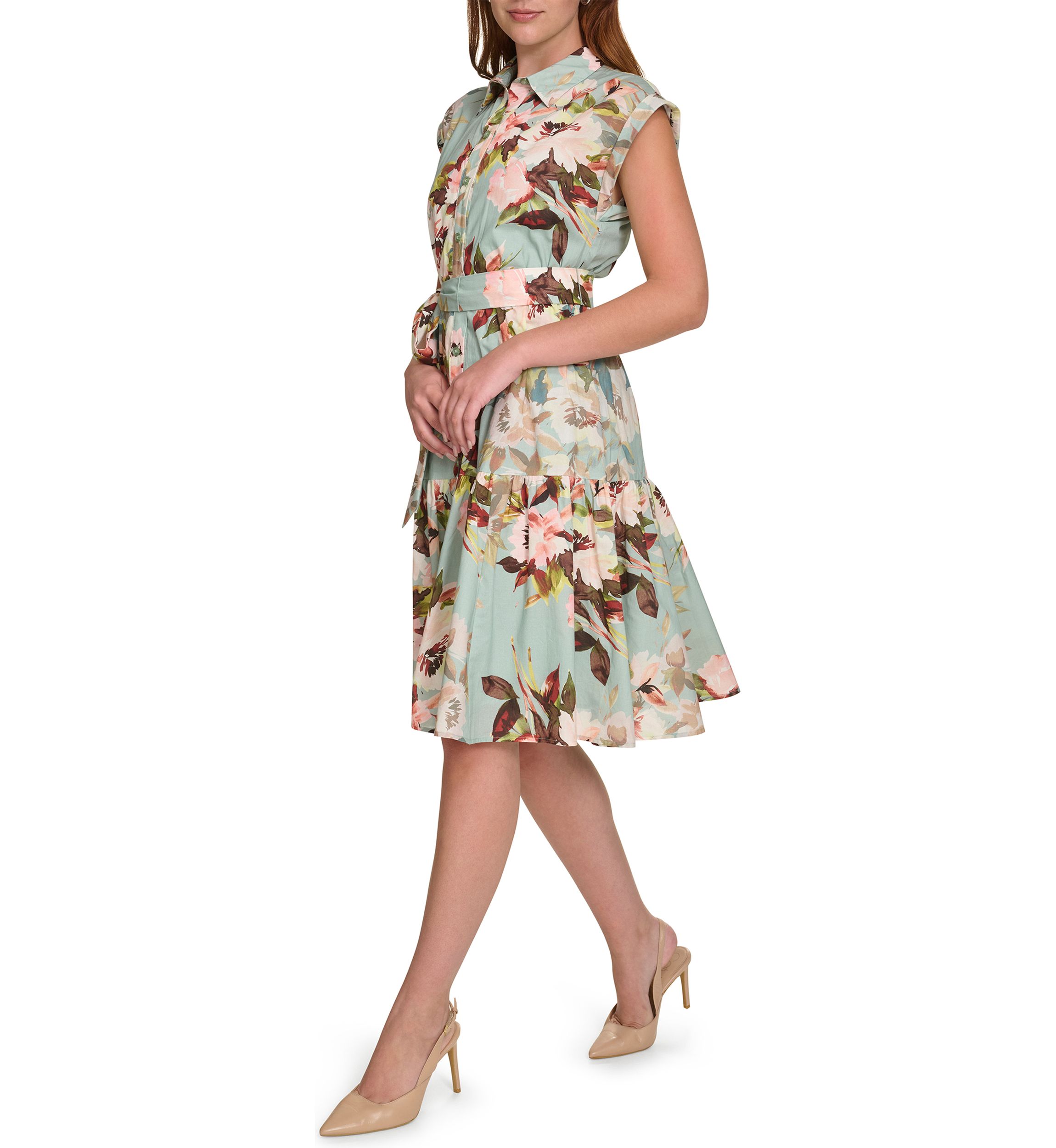 Womens Floral Printed Midi Dress