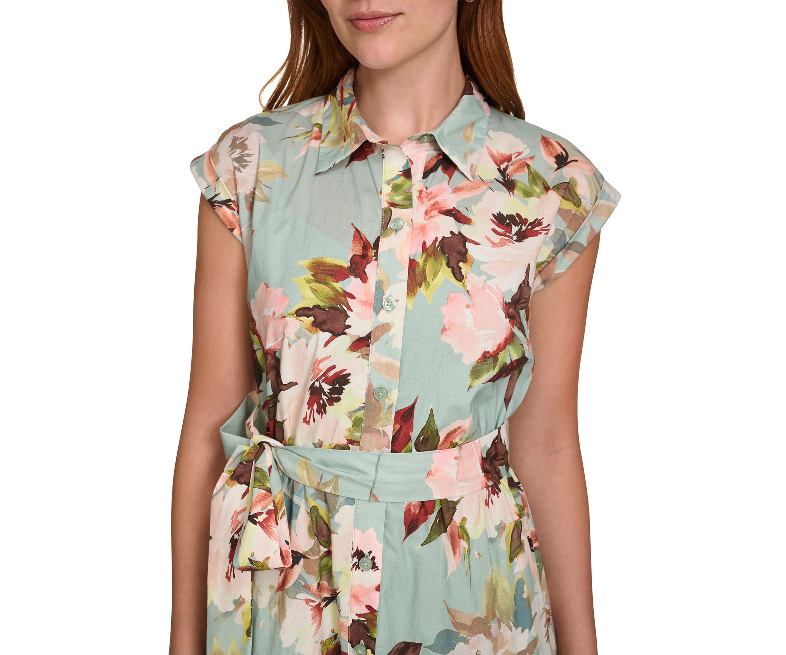 Womens Floral Printed Midi Dress