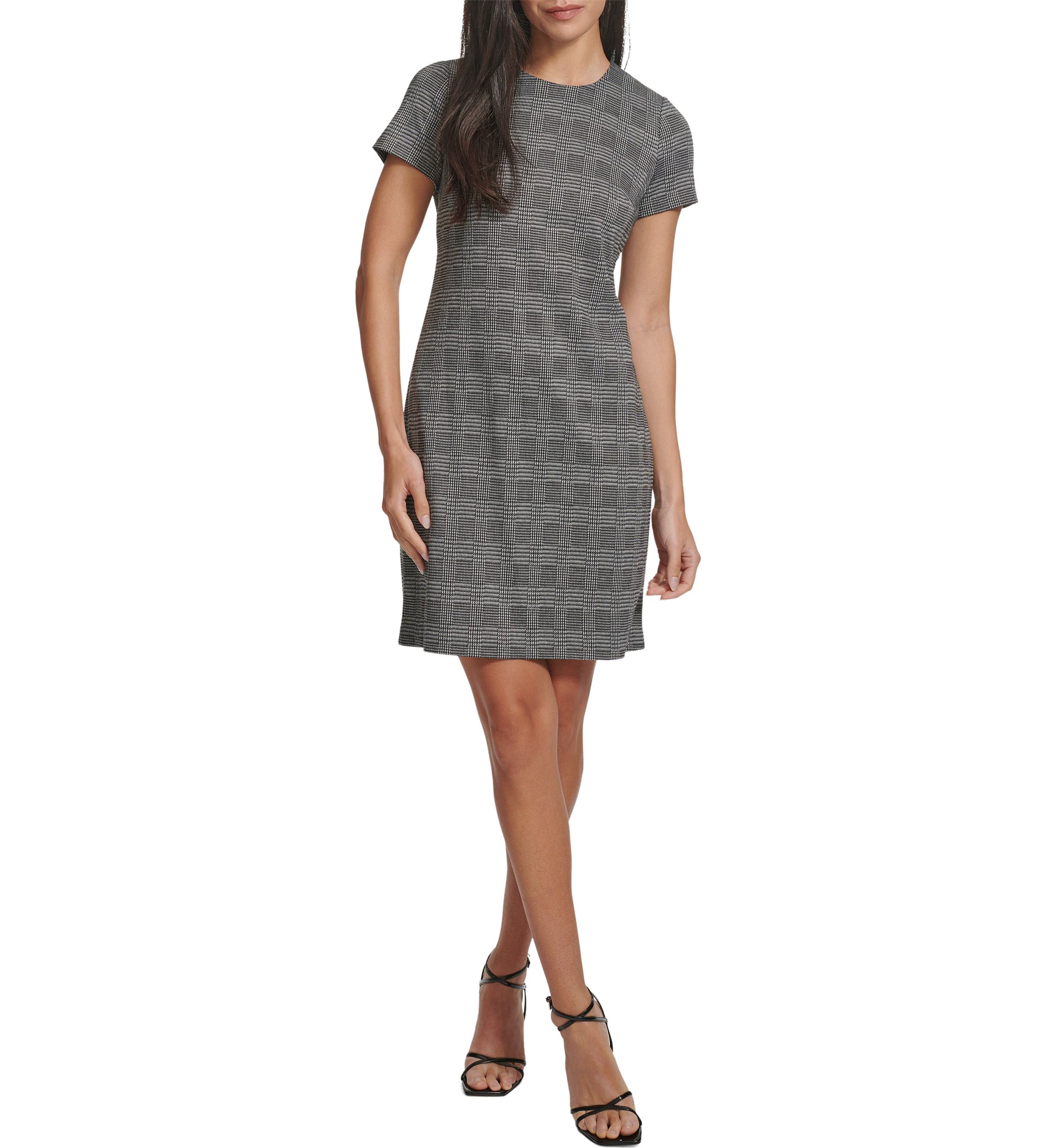 Womens Short Sleeve Printed A-Line Dress