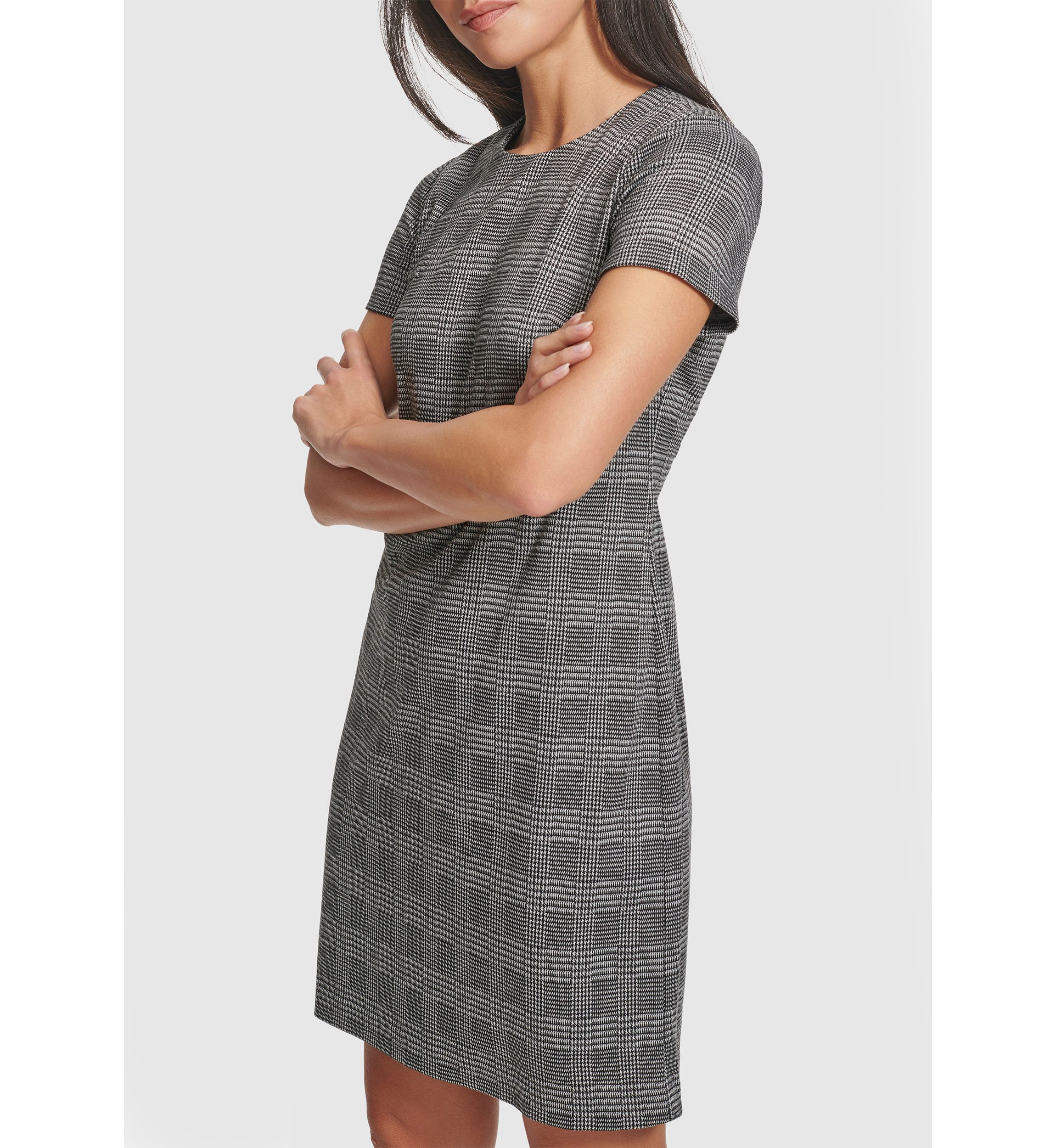 Womens Short Sleeve Printed A-Line Dress