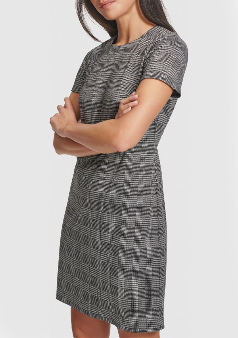 Womens Short Sleeve Printed A-Line Dress