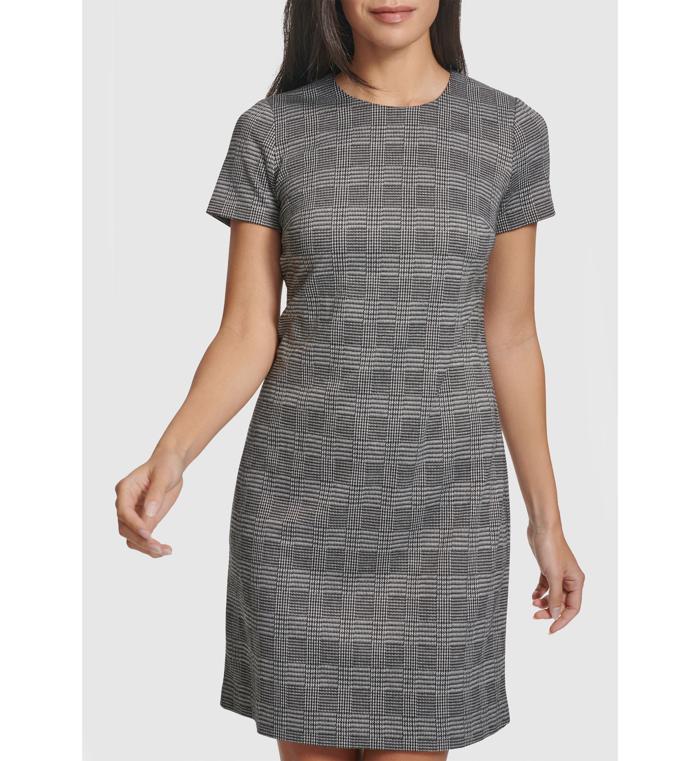 Womens Short Sleeve Printed A-Line Dress