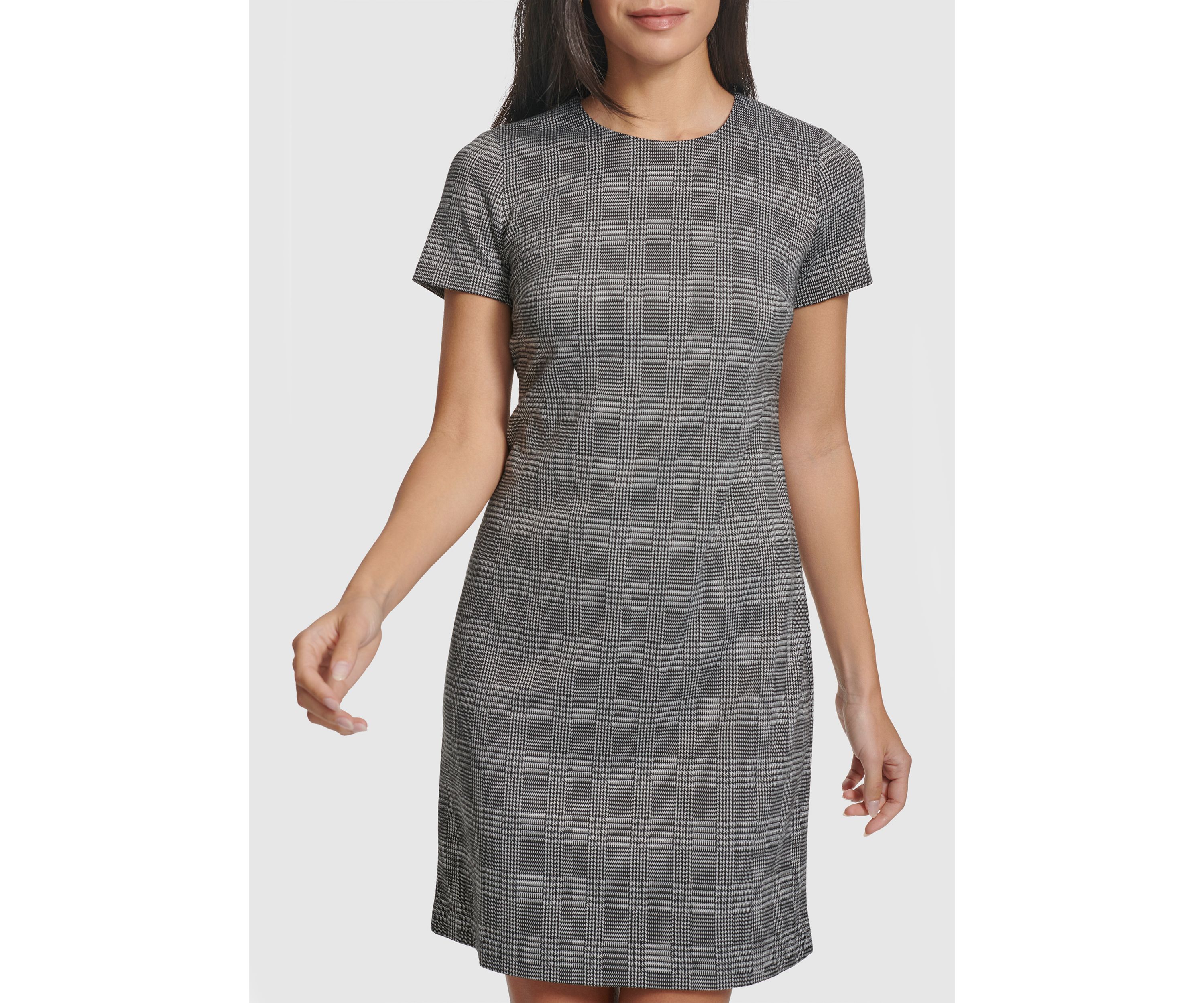 Womens Short Sleeve Printed A-Line Dress