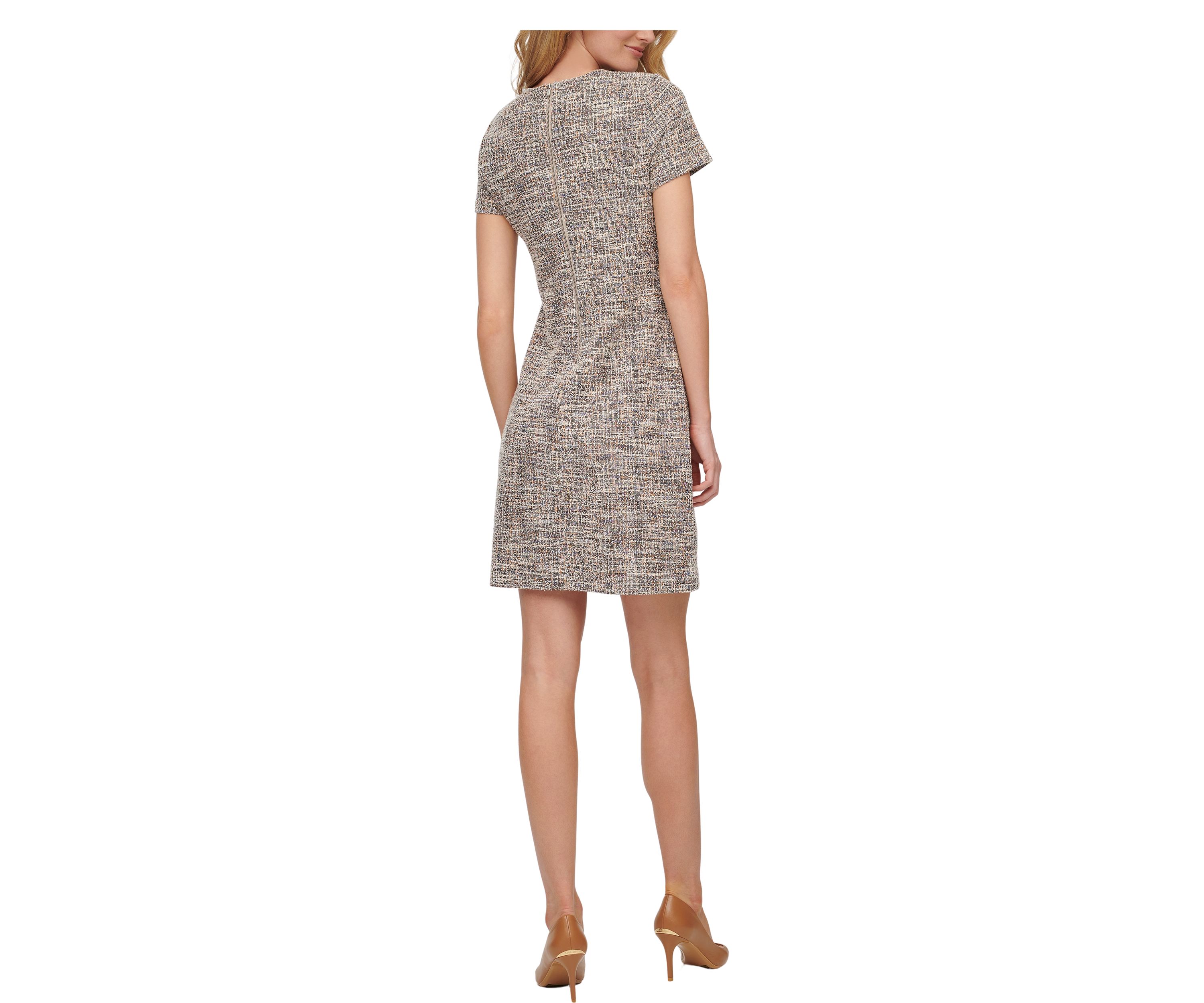 Womens Short Sleeve Printed Sheath Dress