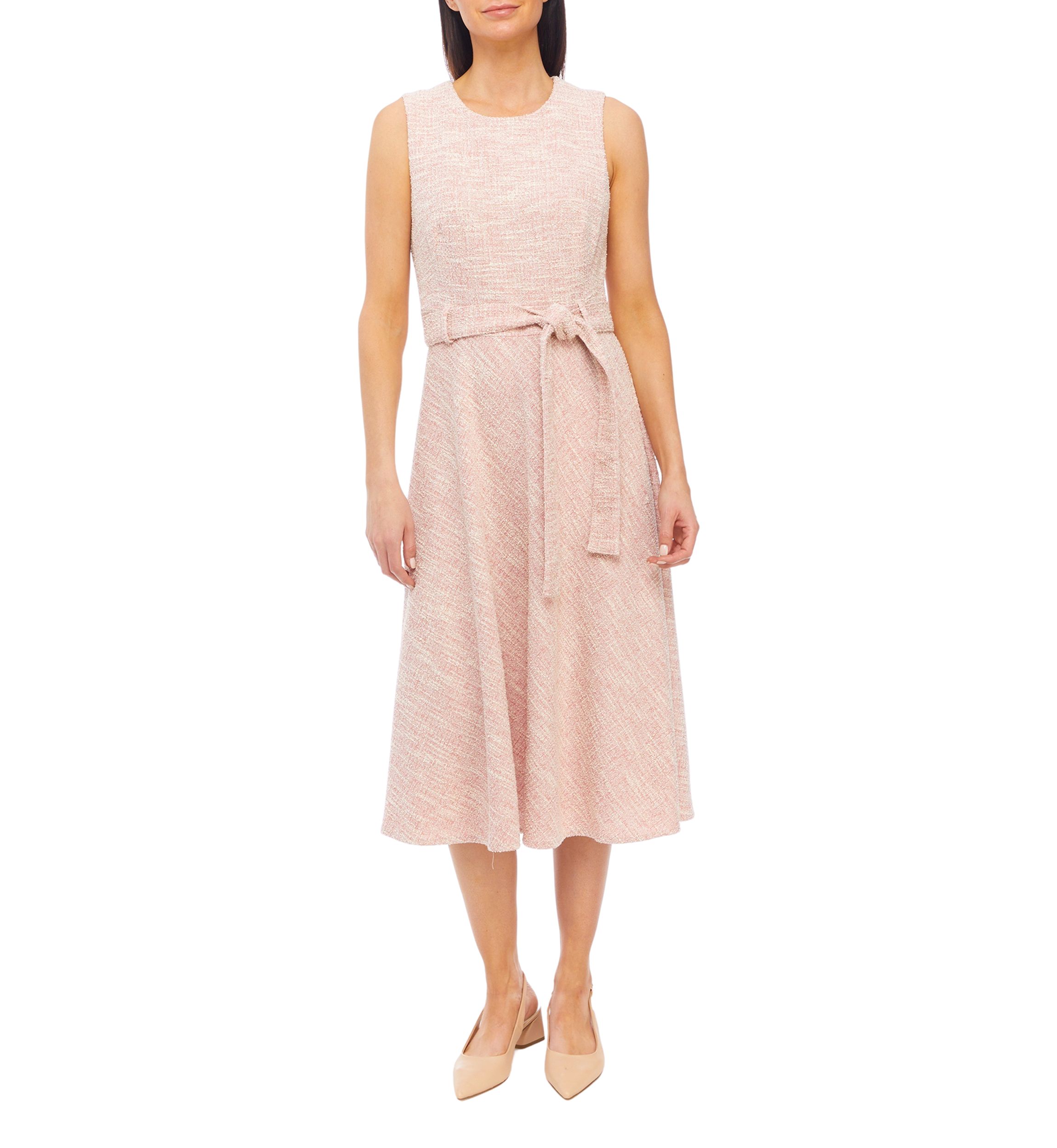 Womens Sleeveless Tie Waist Midi Dress