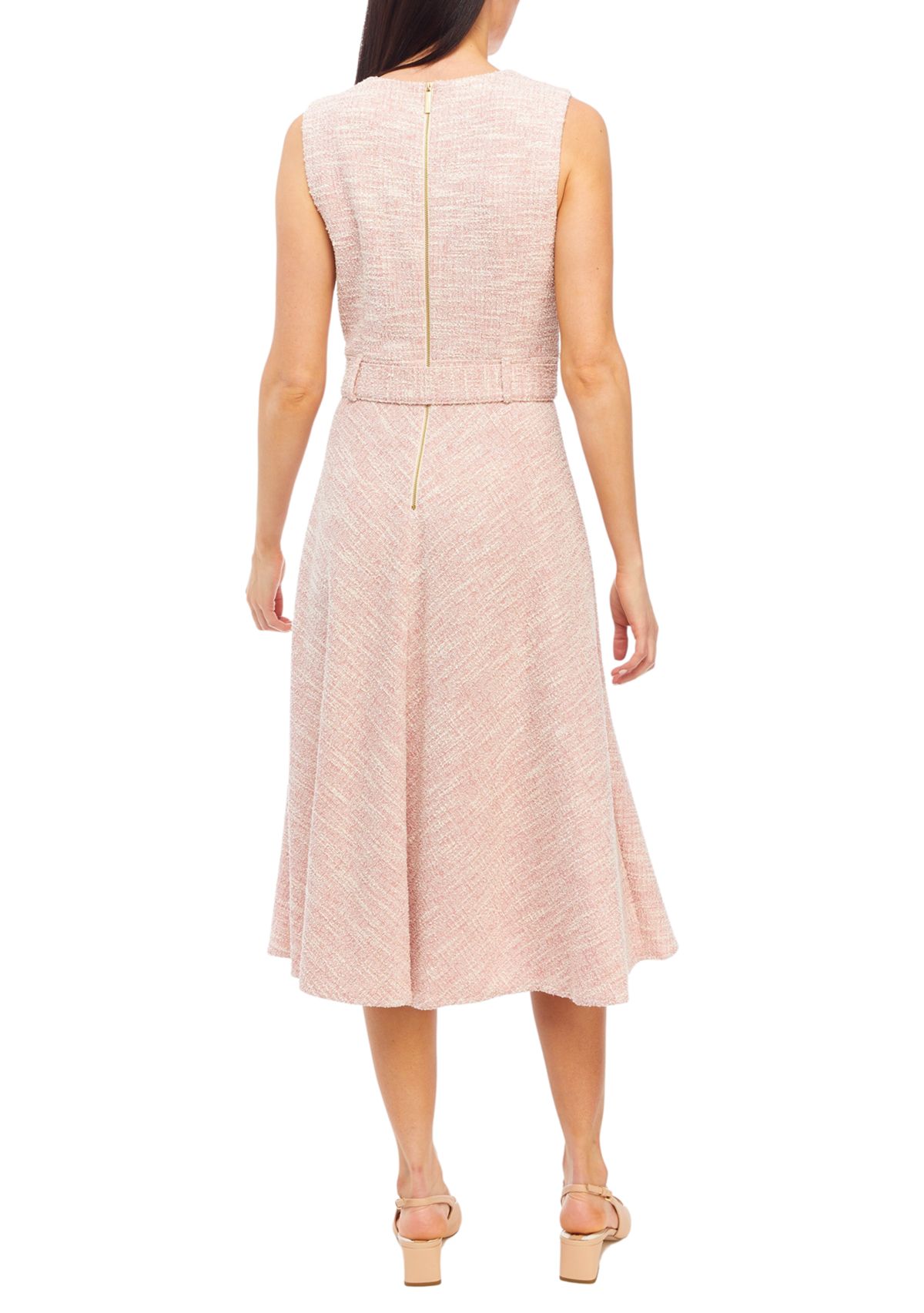 Womens Sleeveless Tie Waist Midi Dress