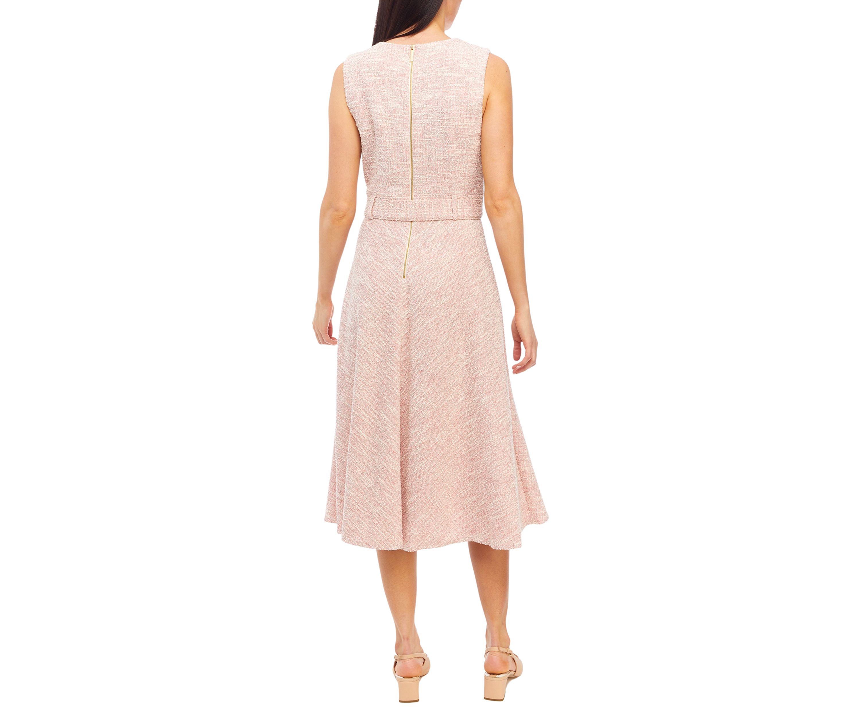 Womens Sleeveless Tie Waist Midi Dress