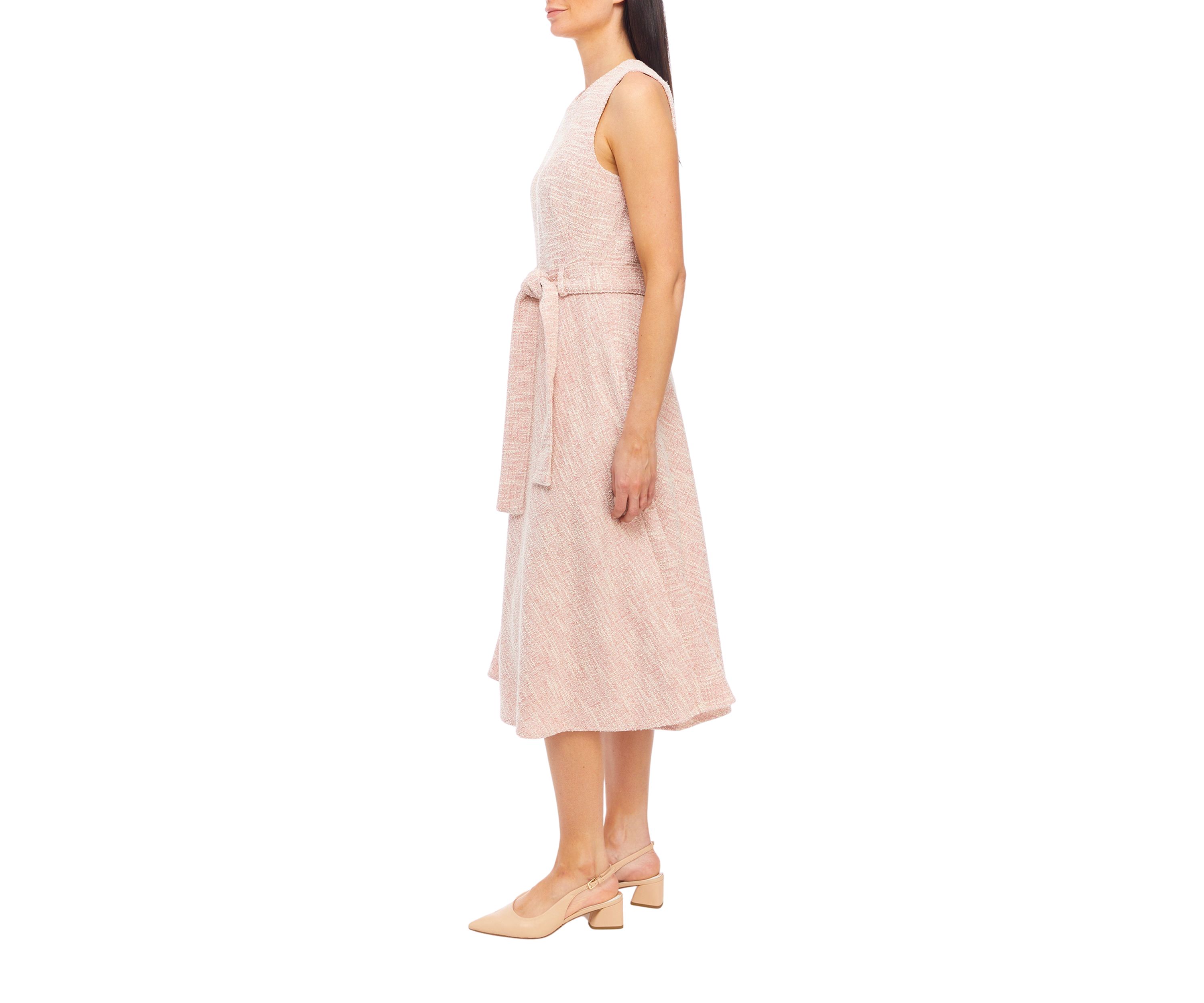 Womens Sleeveless Tie Waist Midi Dress