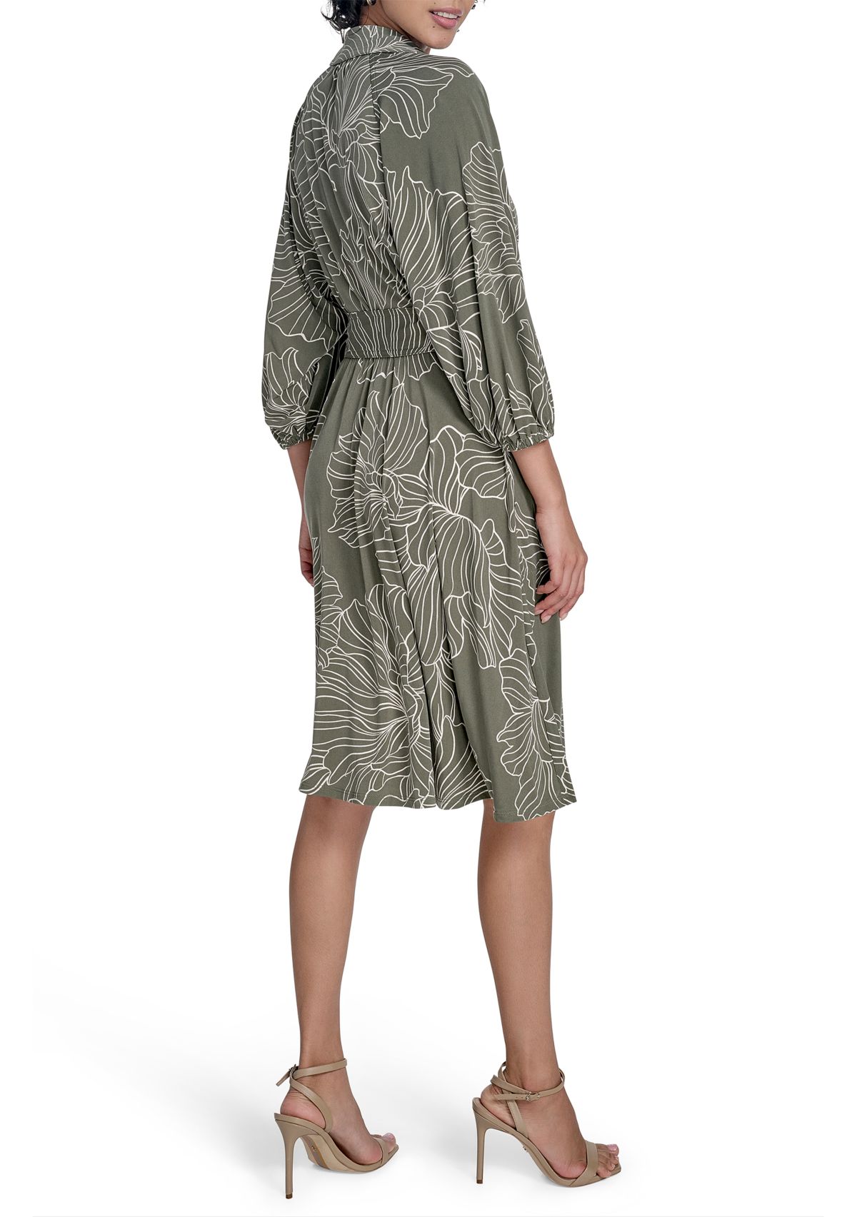 Womens Leaf Printed A-Line Dress