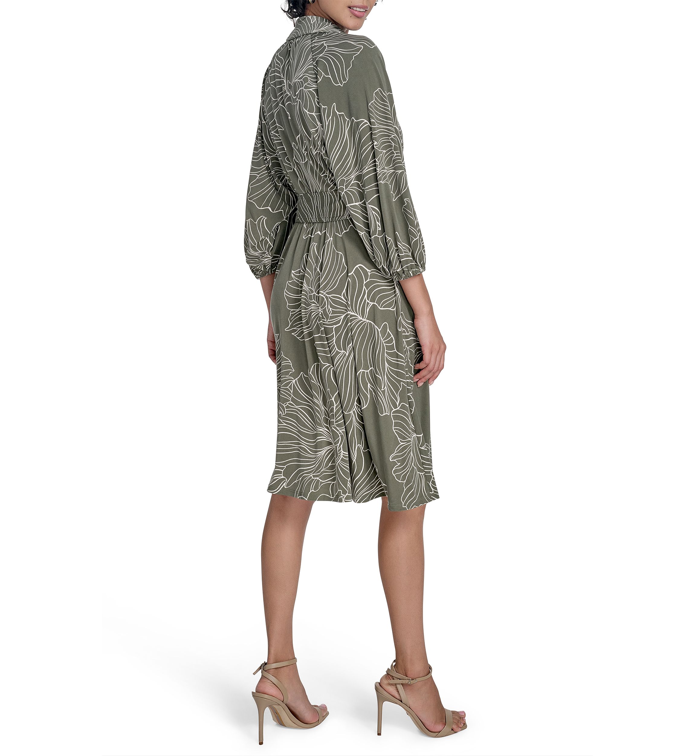 Womens Leaf Printed A-Line Dress