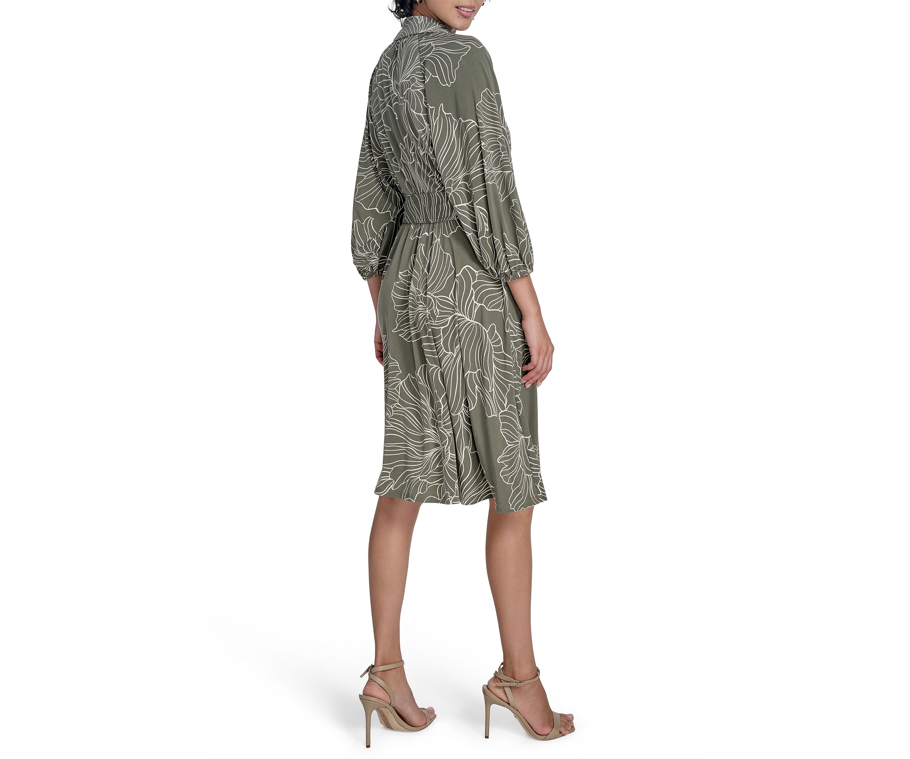 Womens Leaf Printed A-Line Dress