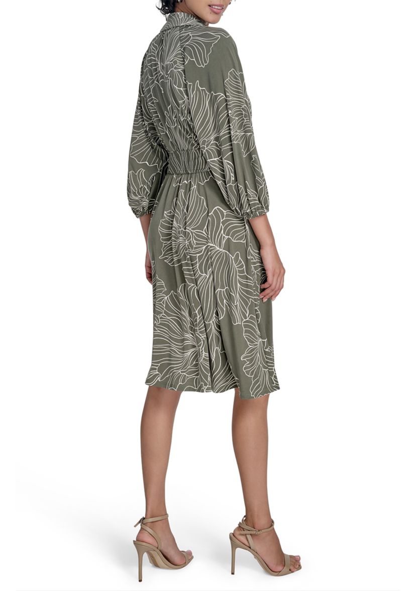 Womens Leaf Printed A-Line Dress