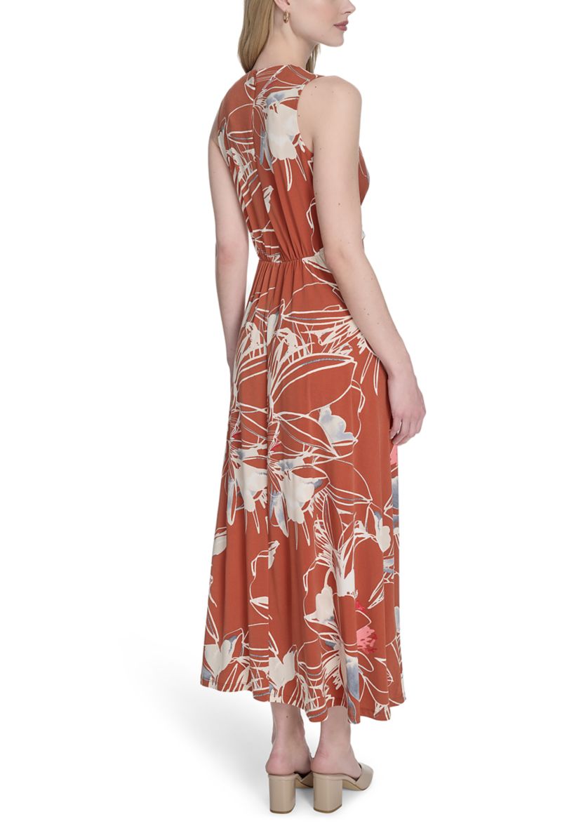 Womens Floral Printed V-Neck Maxi Dress