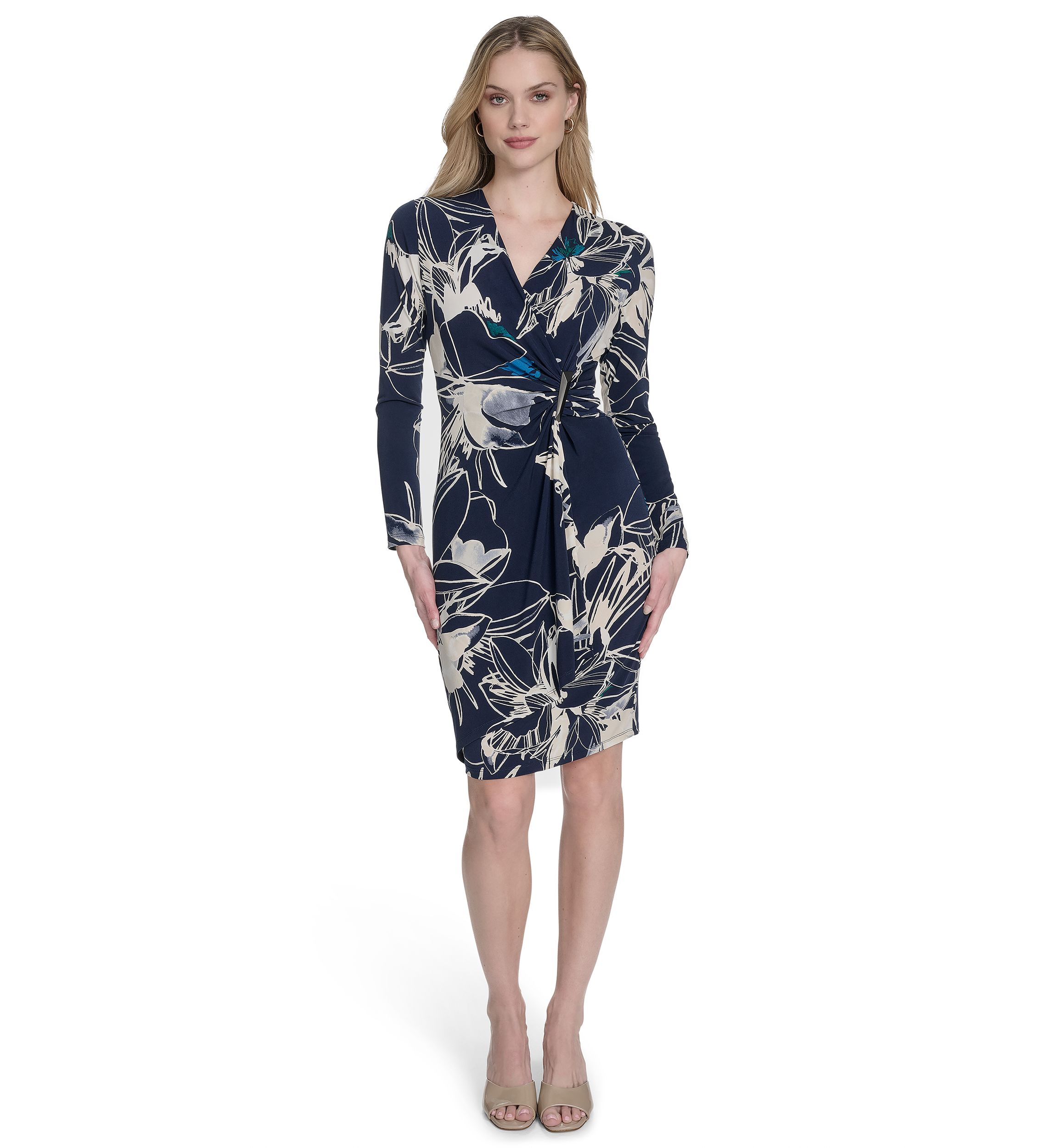 Womens Leaf Printed Sheath Dress