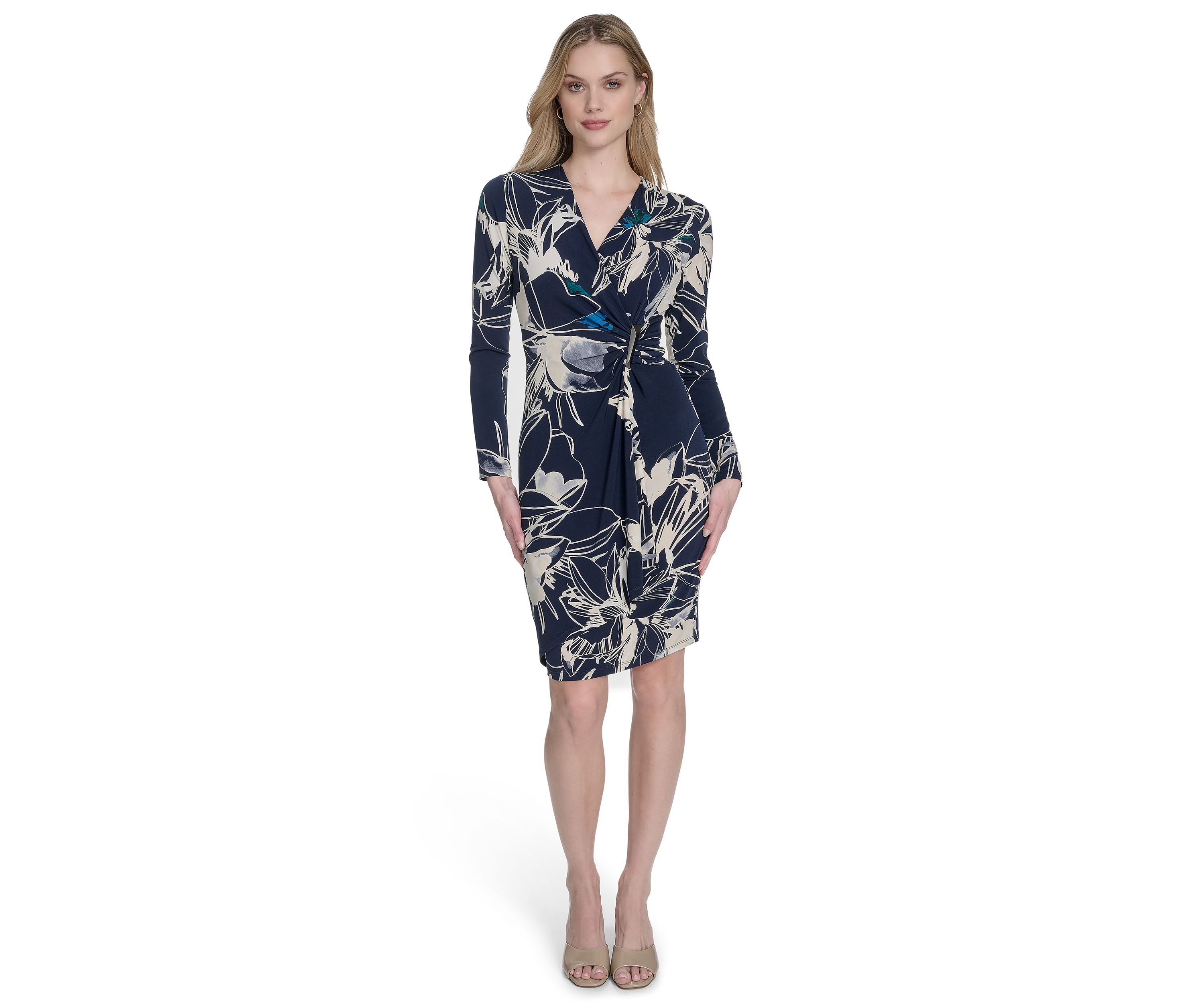 Womens Leaf Printed Sheath Dress