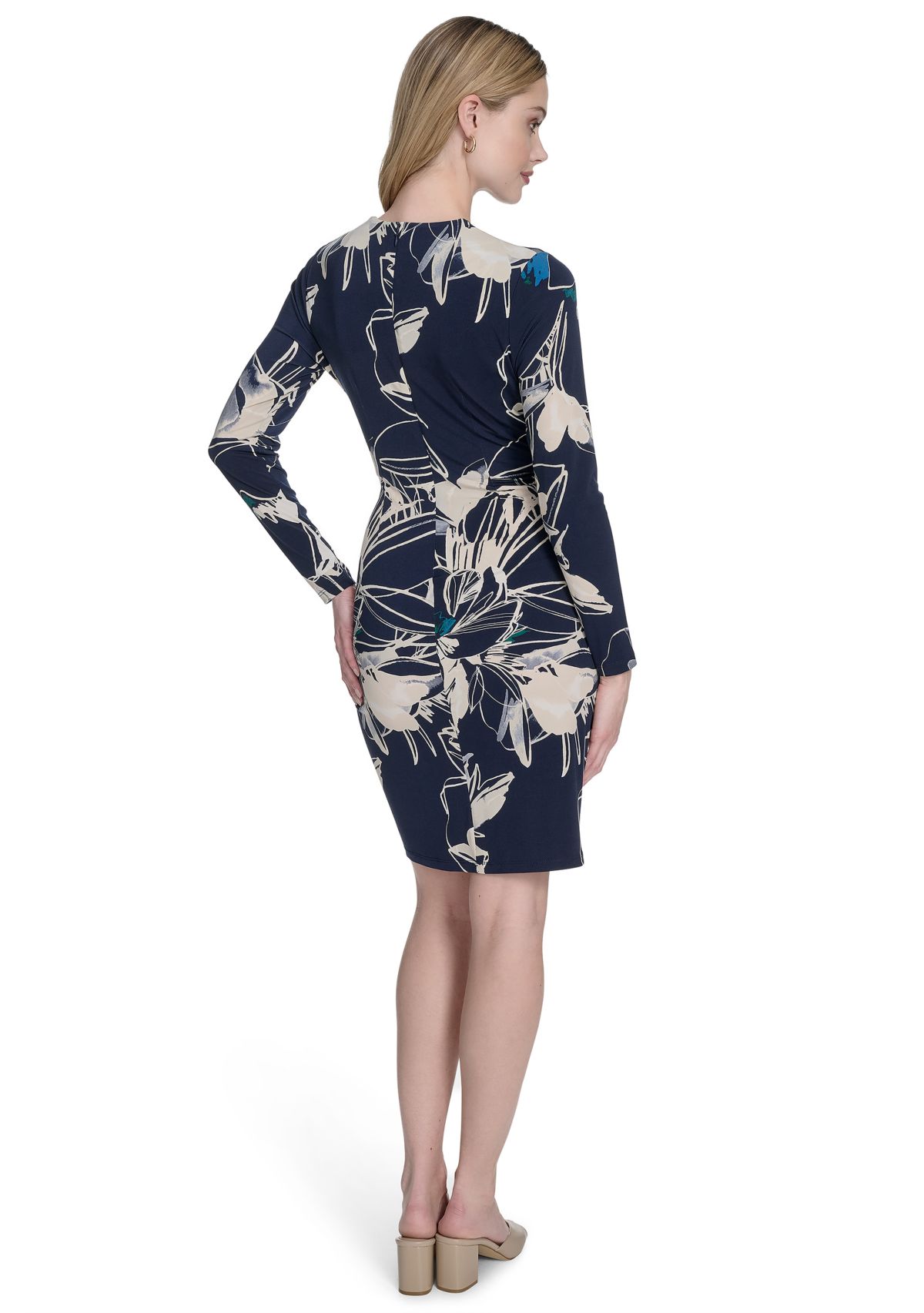Womens Leaf Printed Sheath Dress