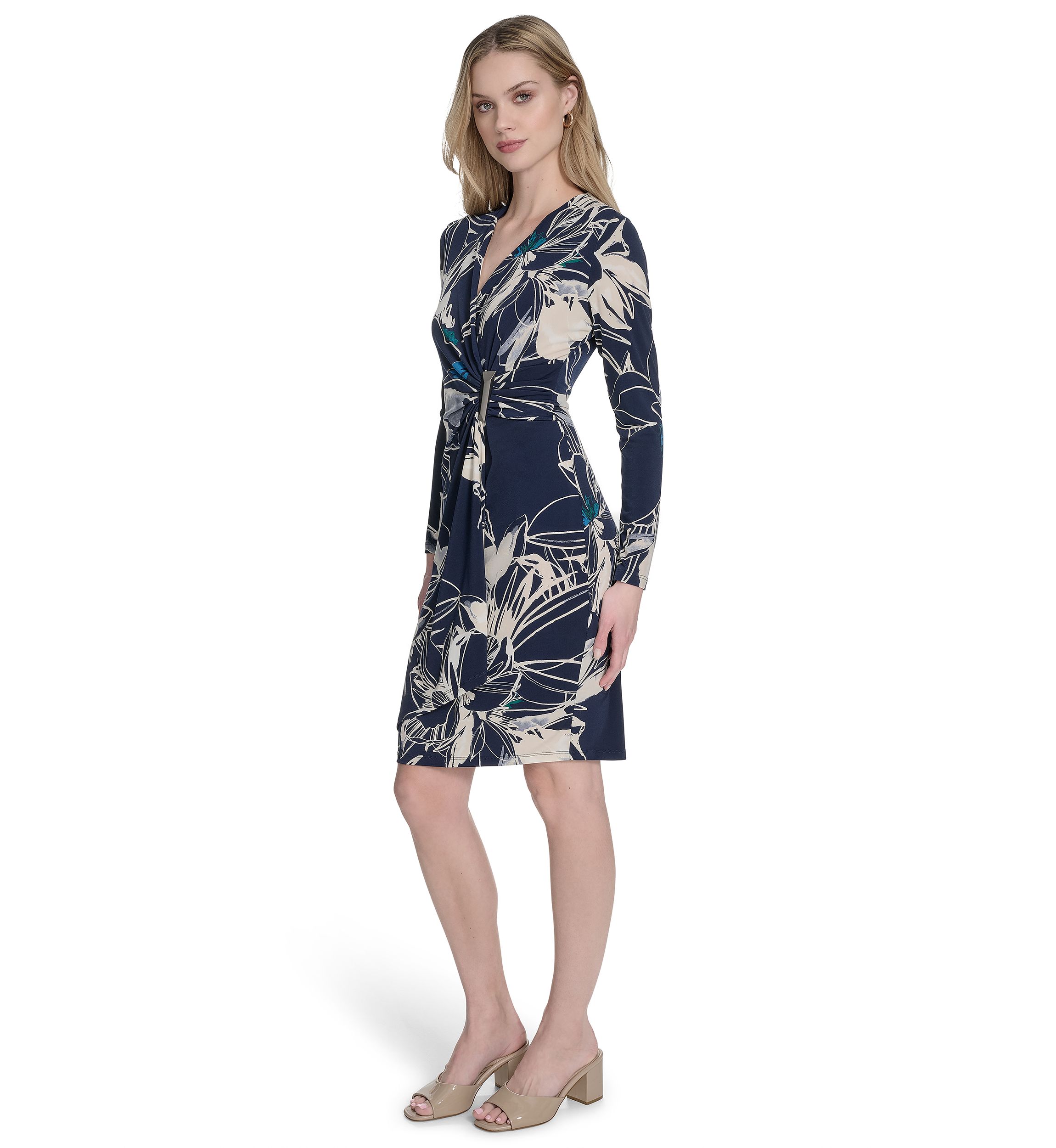 Womens Leaf Printed Sheath Dress