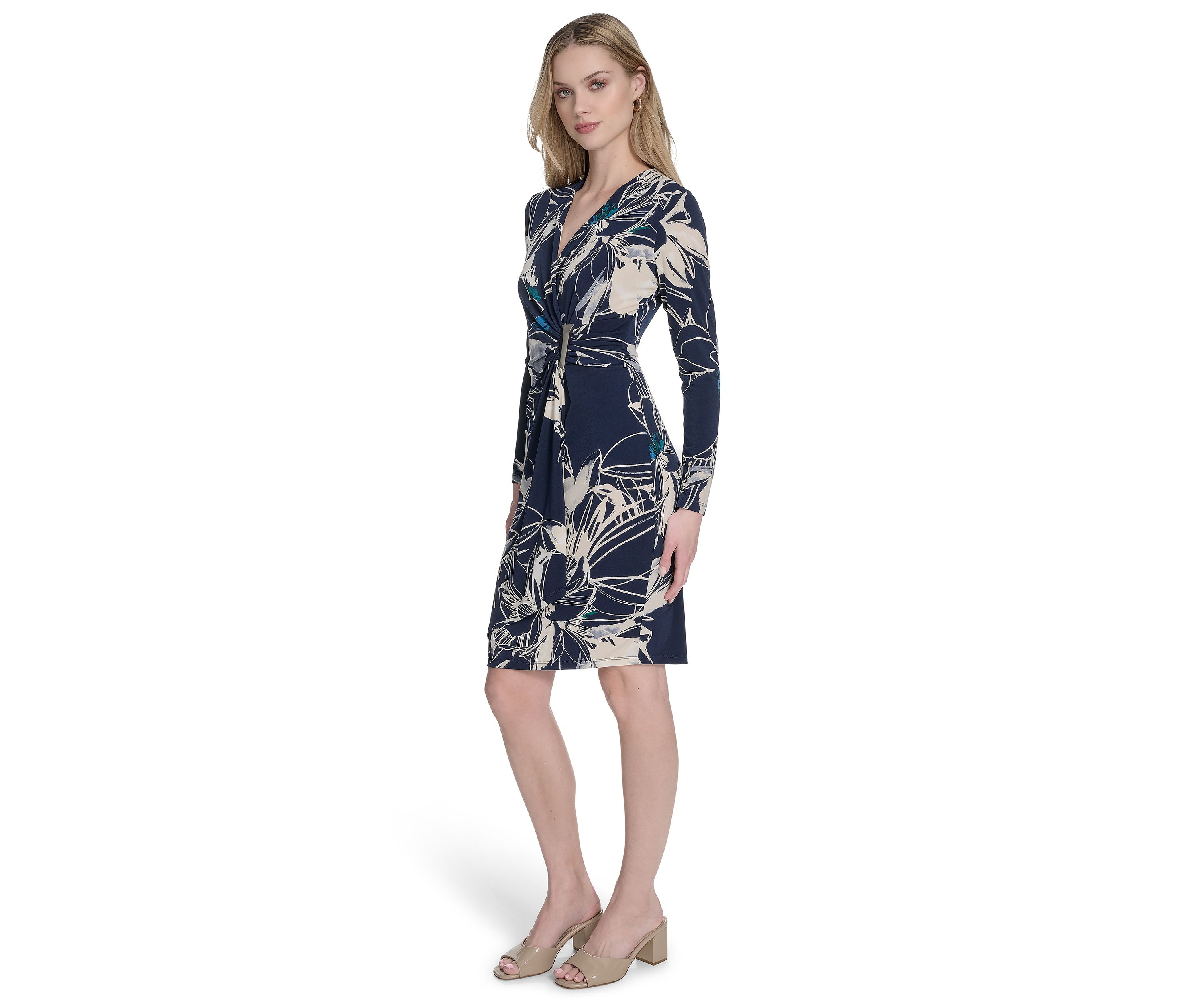 Womens Leaf Printed Sheath Dress