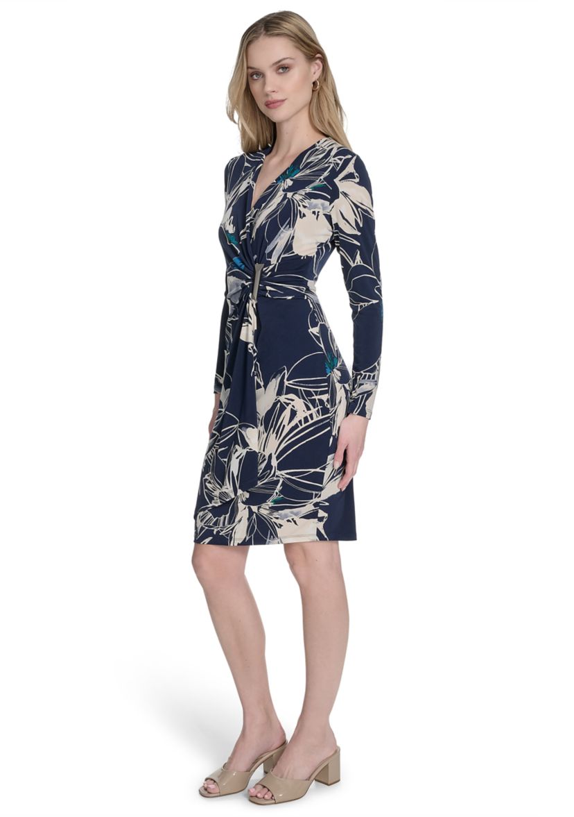 Womens Leaf Printed Sheath Dress