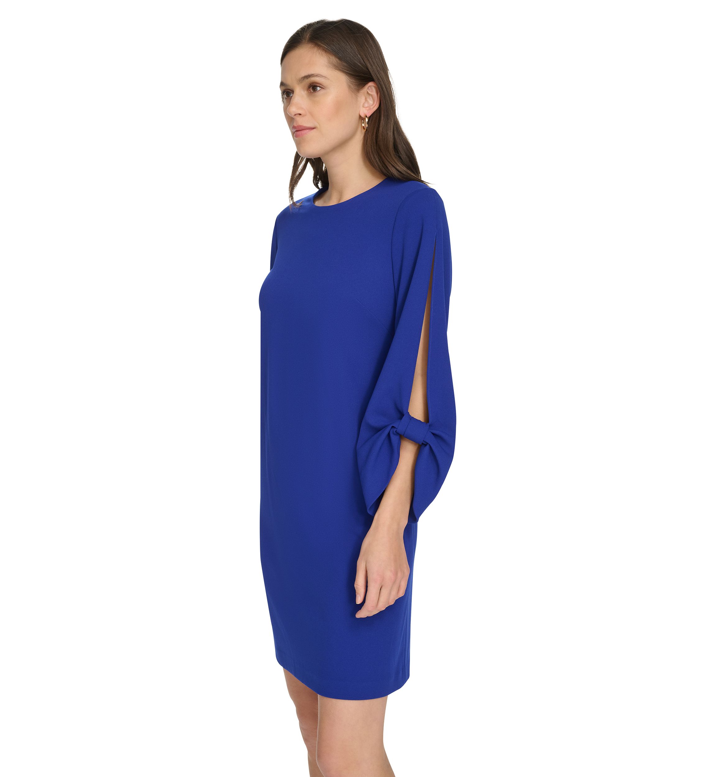 Womens 3/4 Sleeve Crew Neck Sheath Dress 