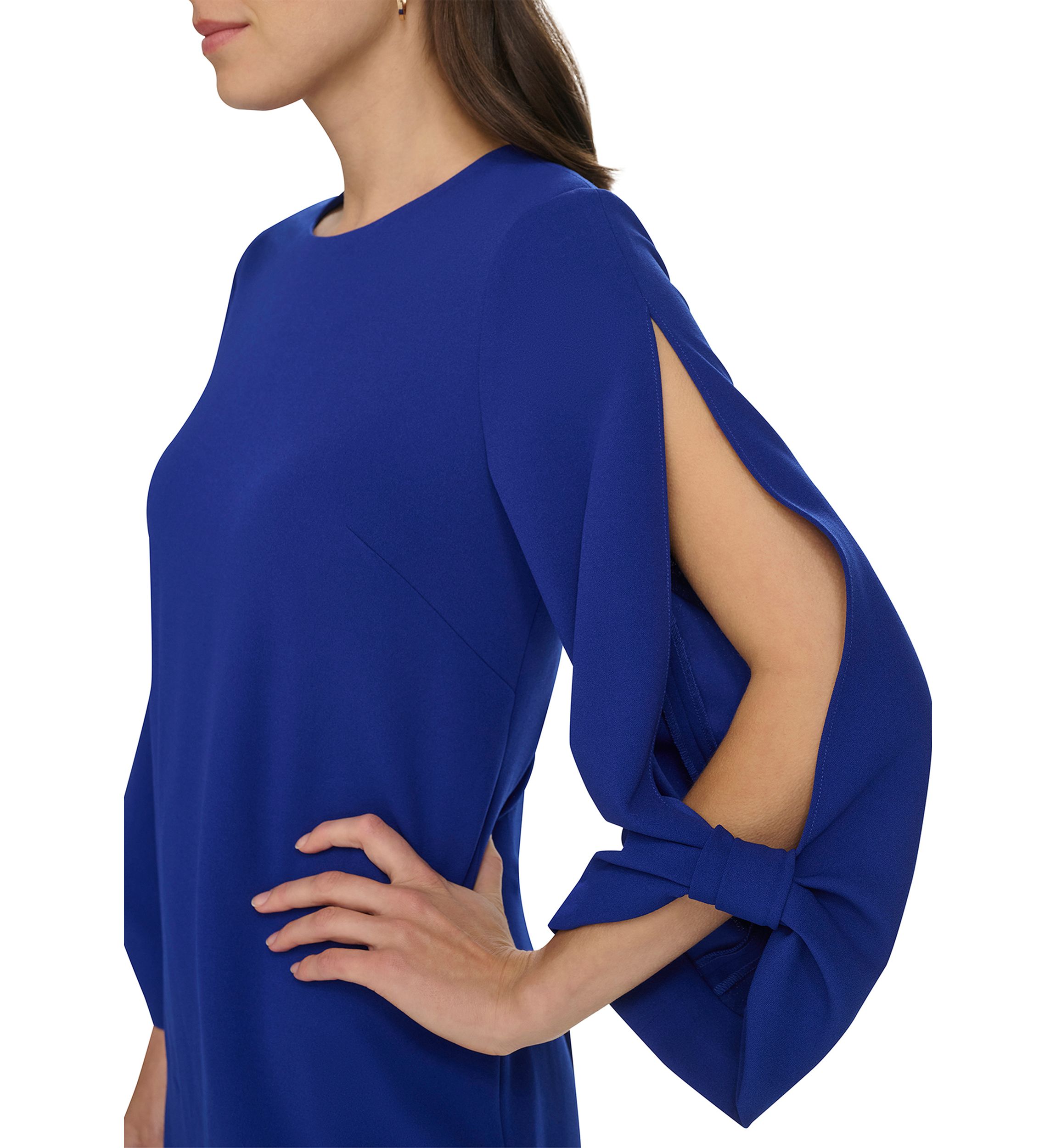 Womens 3/4 Sleeve Crew Neck Sheath Dress 