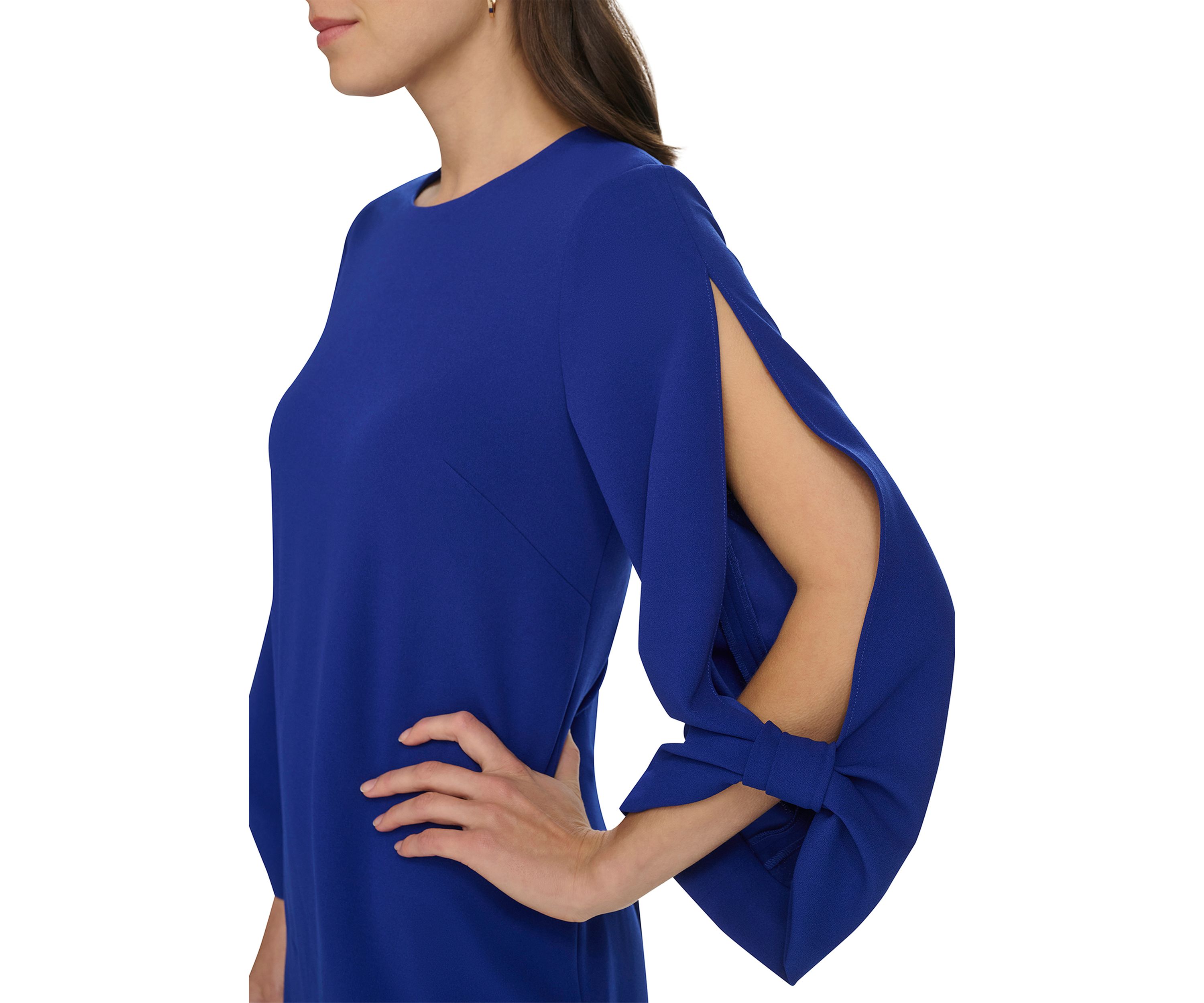 Womens 3/4 Sleeve Crew Neck Sheath Dress 