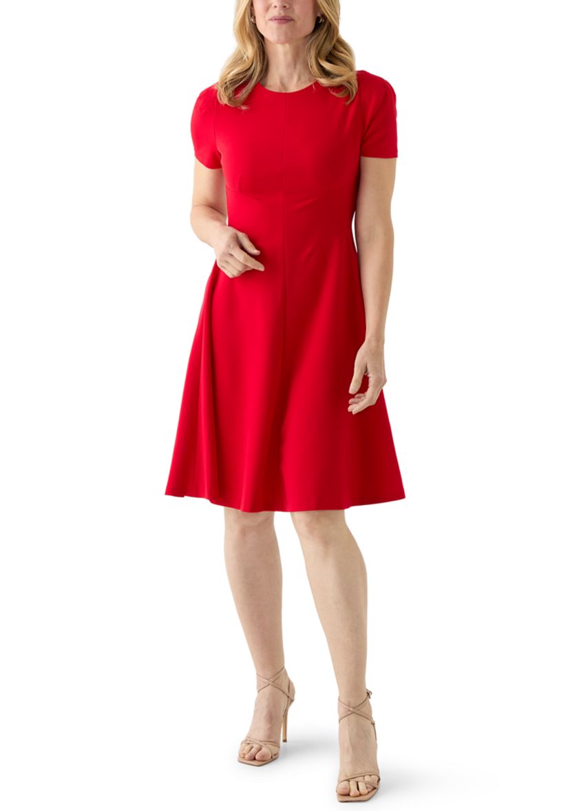 a line dress calvin klein V-Neck Short Sleeve Midi Women's Dress Black : 8 In addition Quarter Zip A-Line Mini Dress