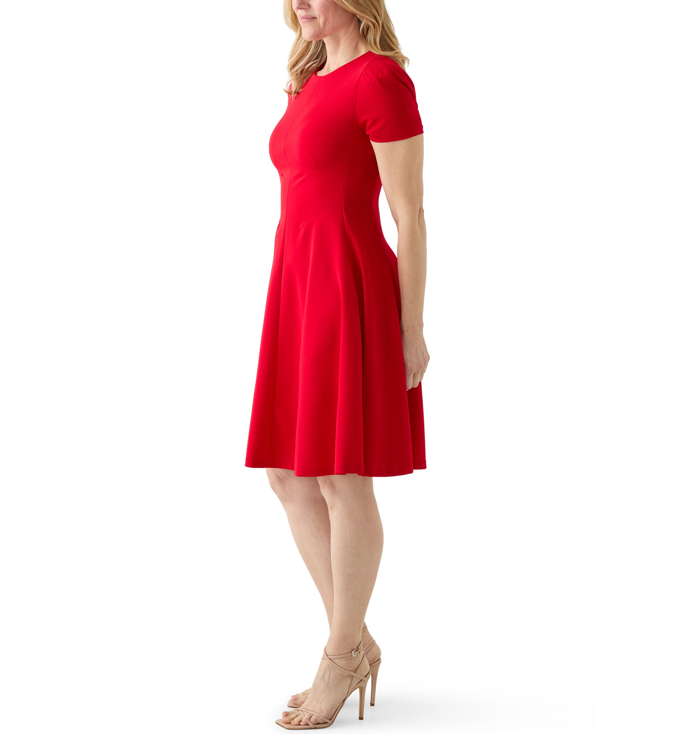 calvin klein red dress Scuba Sheath 6 Zip Front Office Work Event Party Chic NWT Tiered waist Calvin Klein Women's Short Sleeve