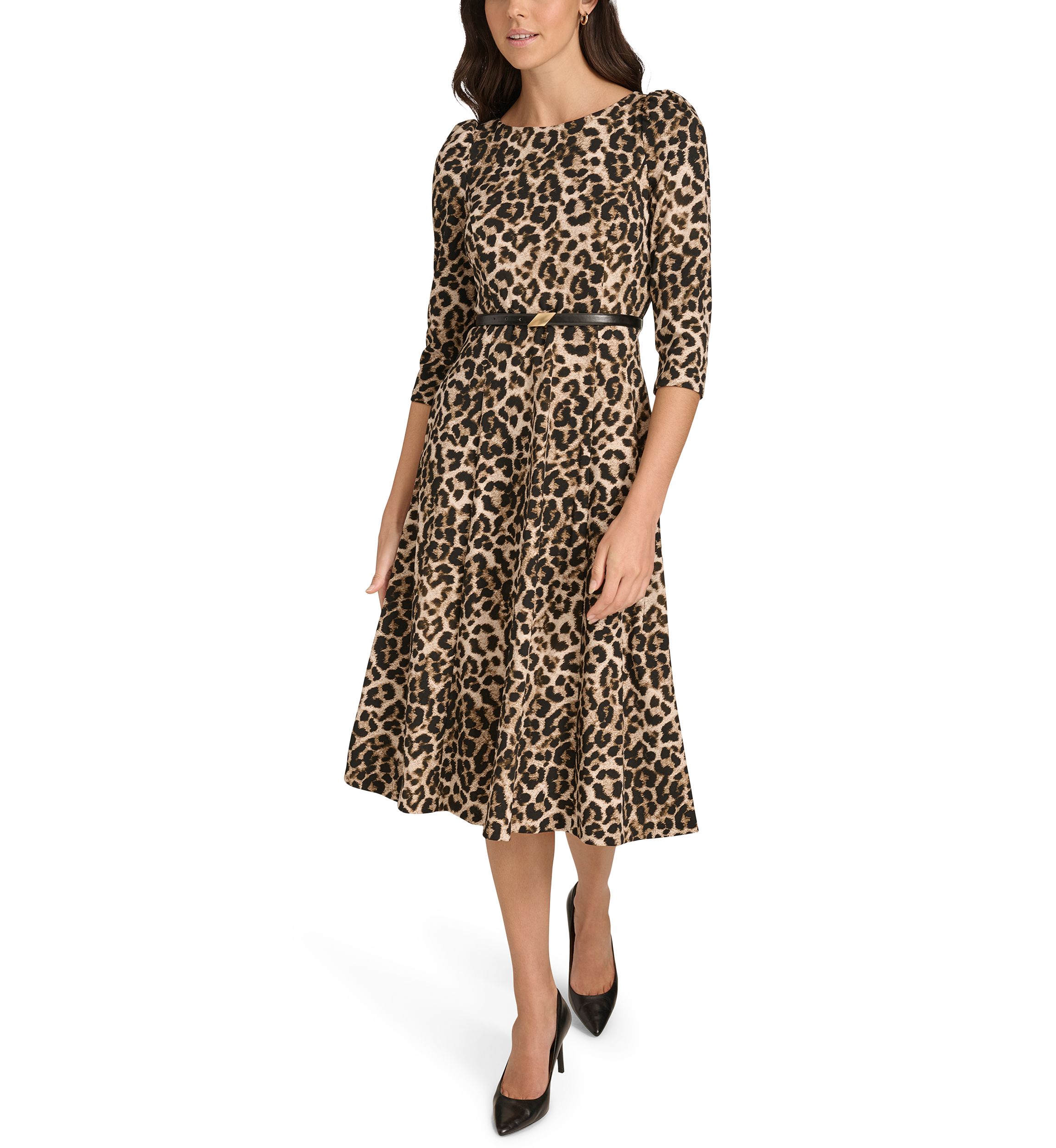 Womens Animal Printed Scuba A-Line Dress