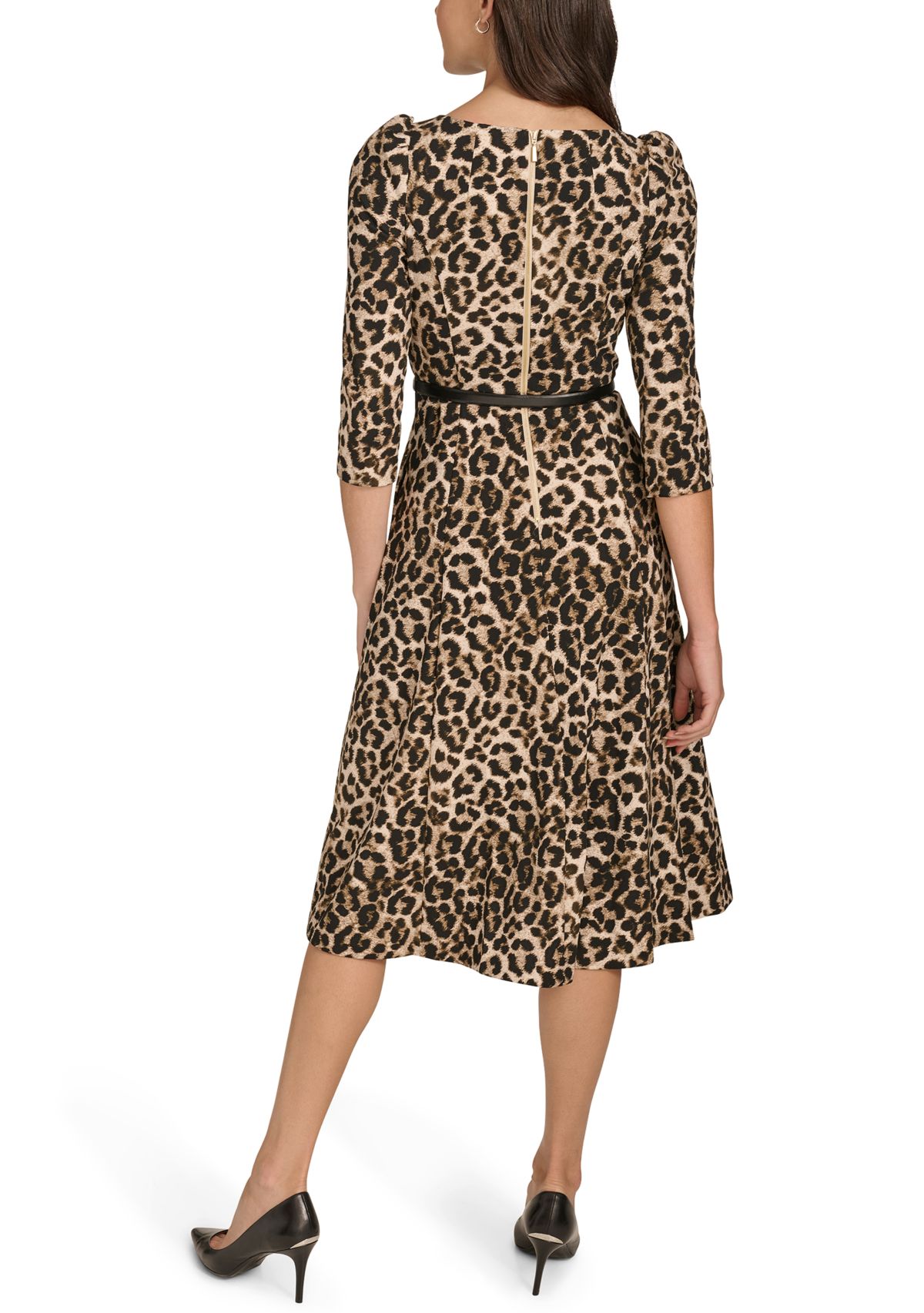 Womens Animal Printed Scuba A-Line Dress
